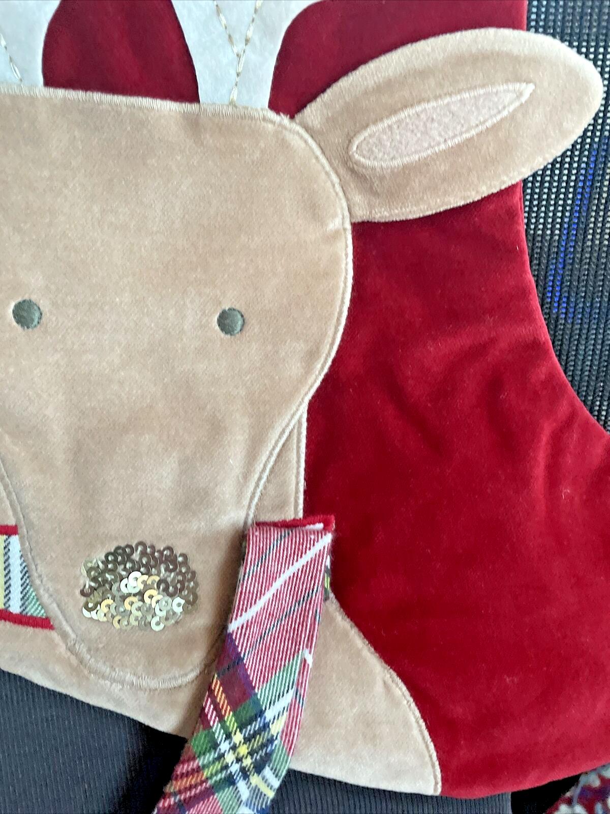 Pottery Barn Holiday Christmas stocking Velvet Reindeer gift party Disney kid