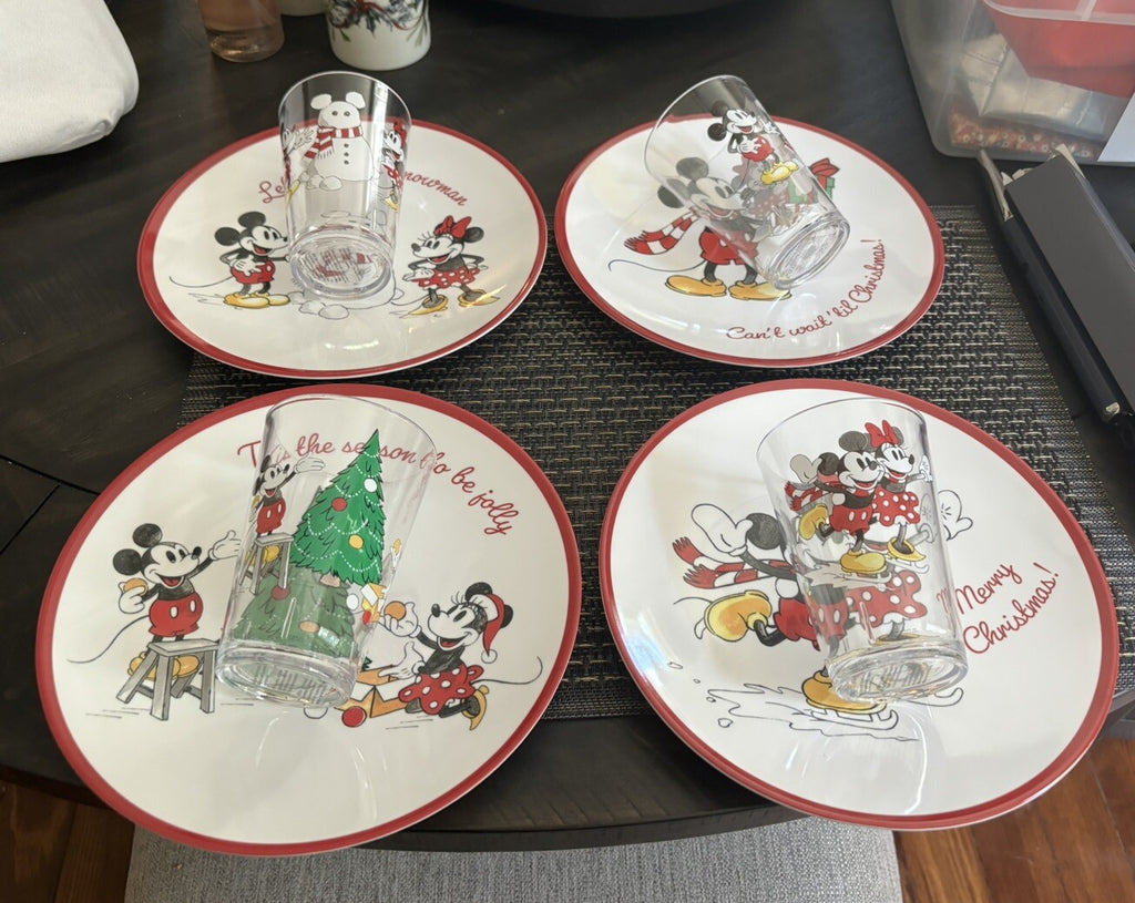Pottery Barn Dinner Set Christmas Mickey Mouse disney Plate Cup holiday party
