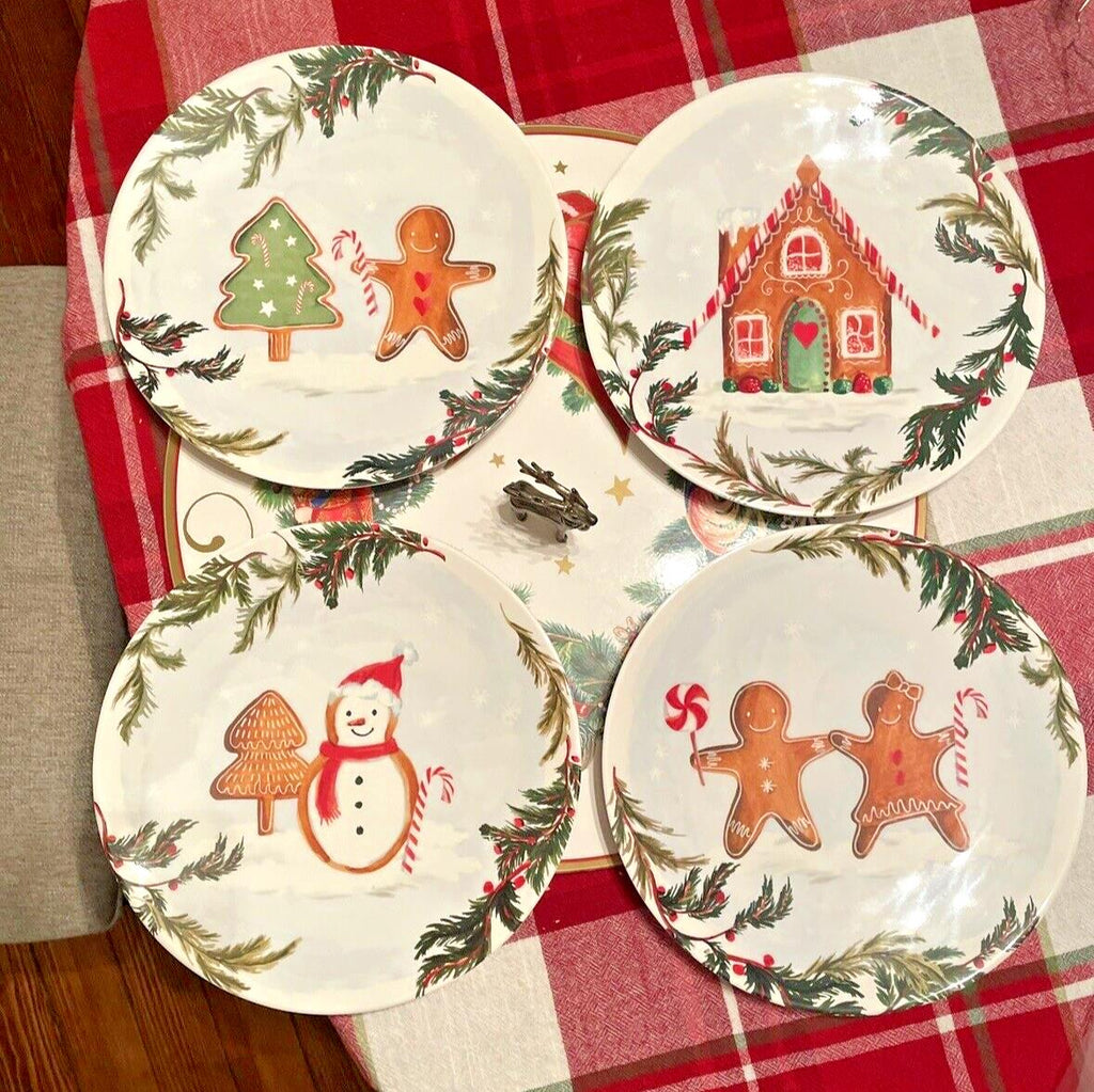 Pottery Barn holiday Gingerbread Plate Christmas gift party Disney kid SET 4