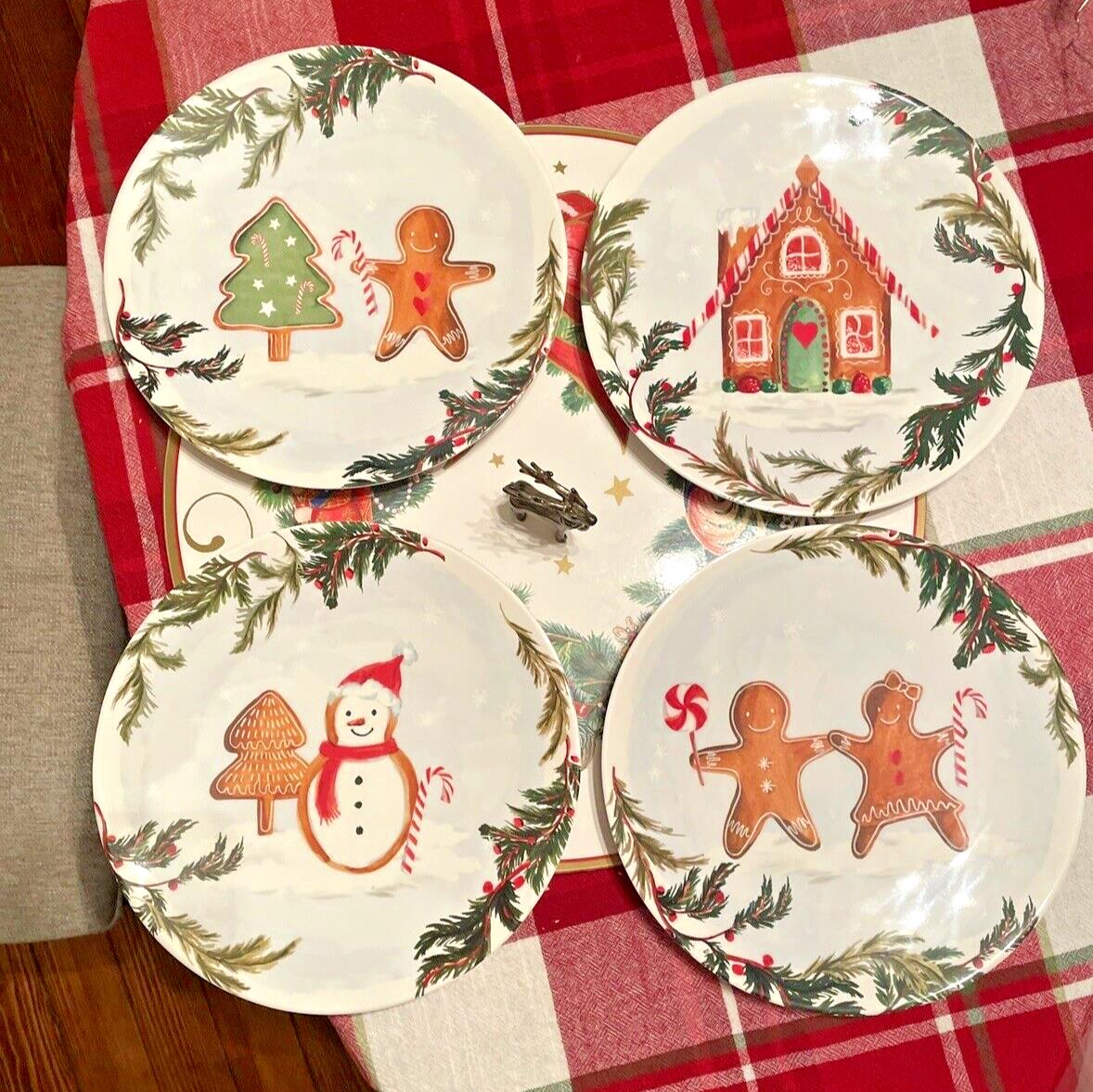 Pottery Barn holiday Gingerbread Plate Christmas gift party Disney kid SET 4