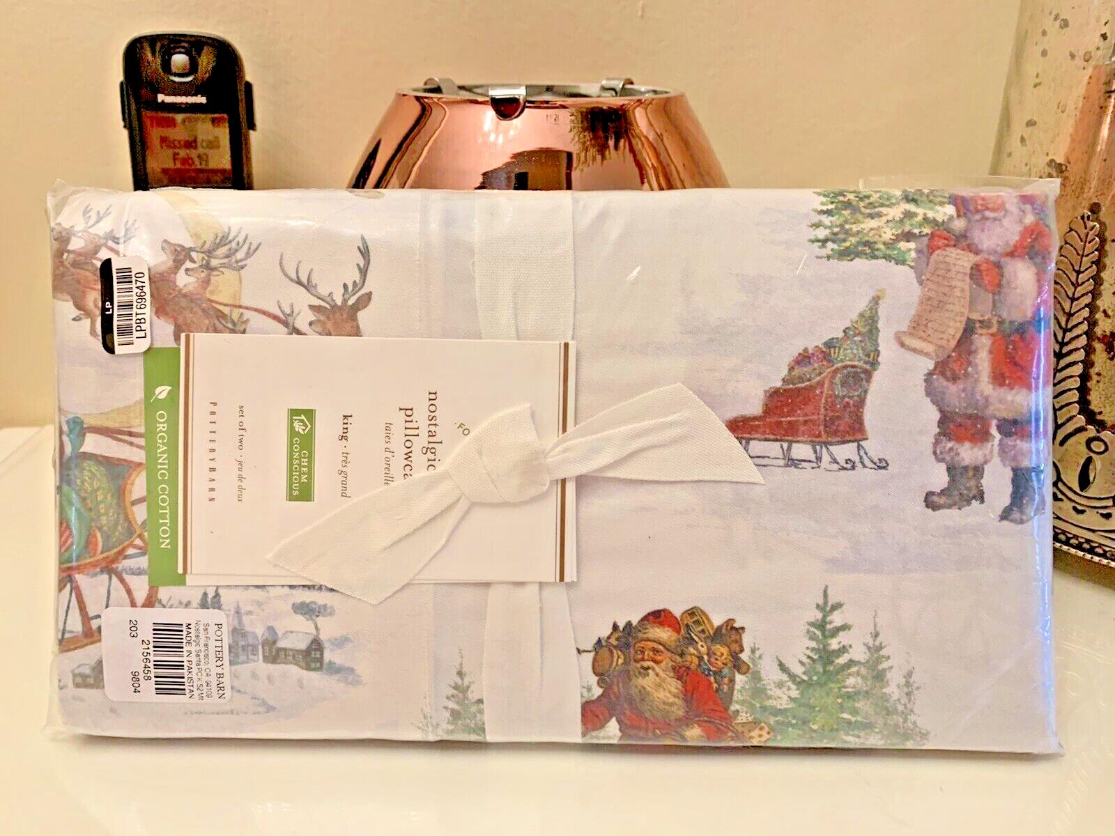 Disney Pottery Barn holiday KING party Santa Reindeer Christmas Pillowcase '