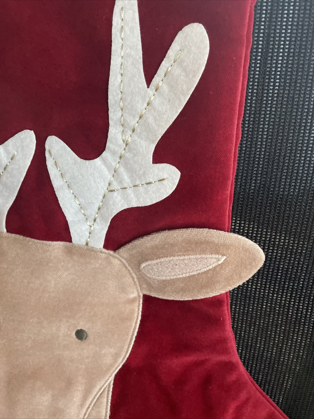 Pottery Barn Holiday Christmas stocking Velvet Reindeer gift party Disney kid