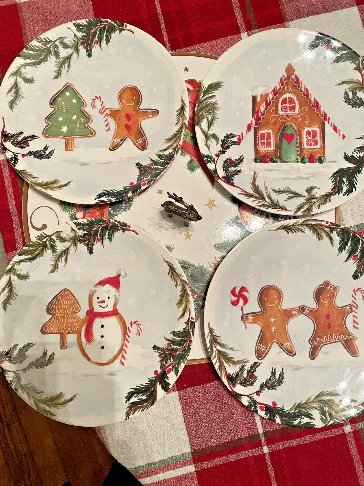Pottery Barn holiday Gingerbread Plate Christmas gift party Disney kid SET 4