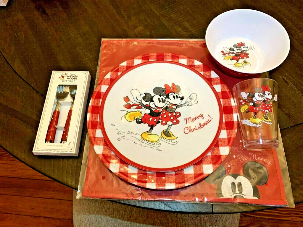 Pottery Barn Dinner Set Christmas Mickey Mouse disney Plate Cup holiday party