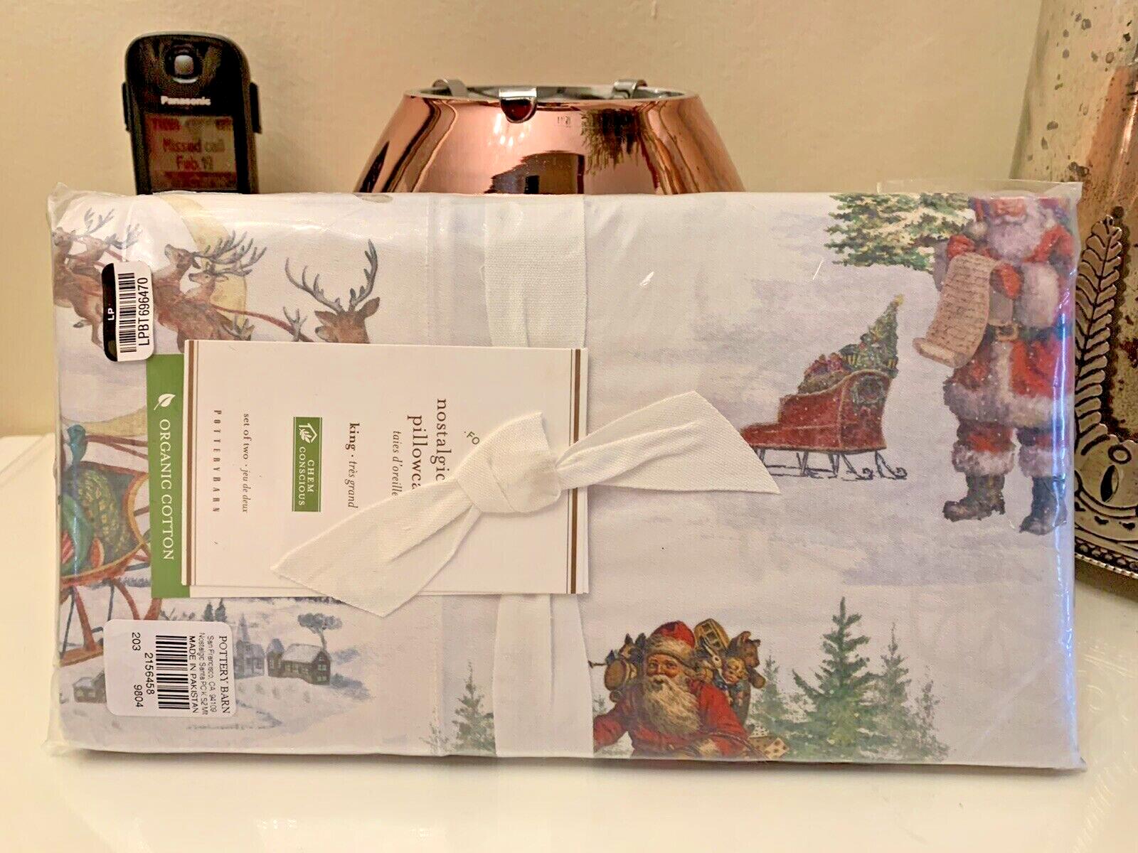 Disney Pottery Barn holiday KING party Santa Reindeer Christmas Pillowcase '