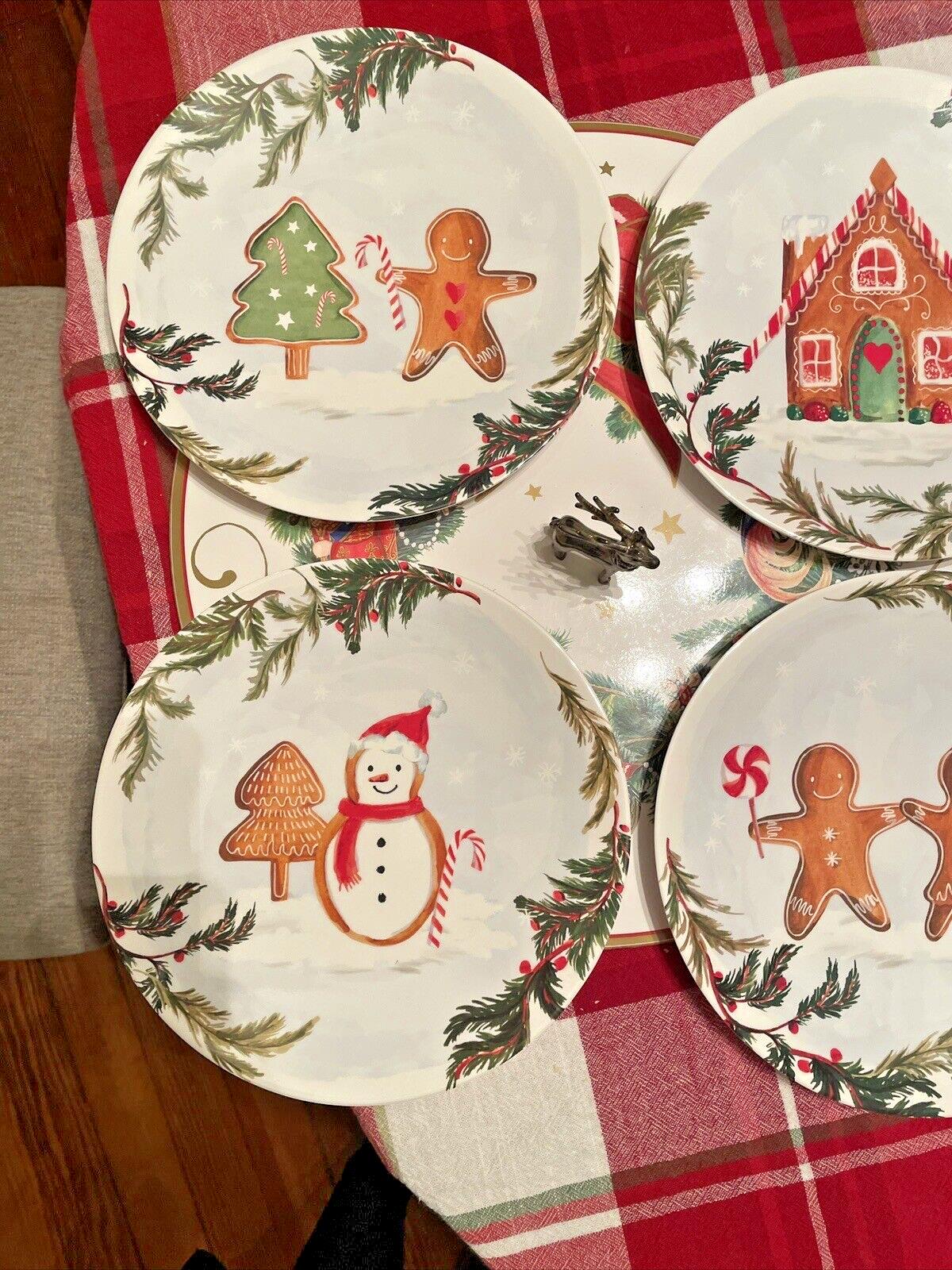 Pottery Barn holiday Gingerbread Plate Christmas gift party Disney kid SET 4