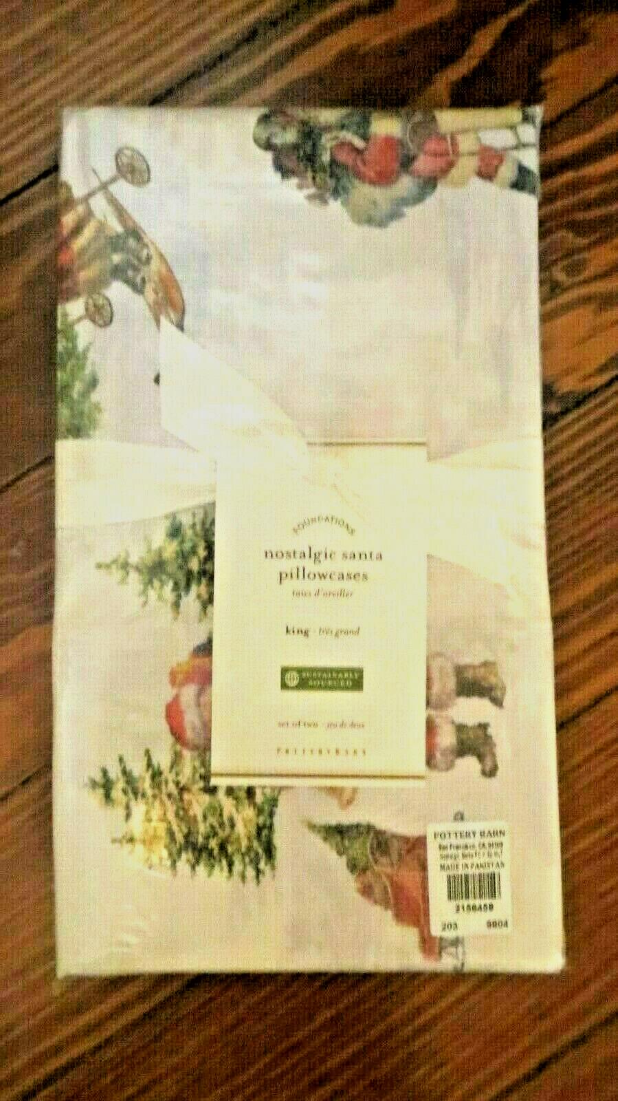Disney Pottery Barn holiday KING party Santa Reindeer Christmas Pillowcase '