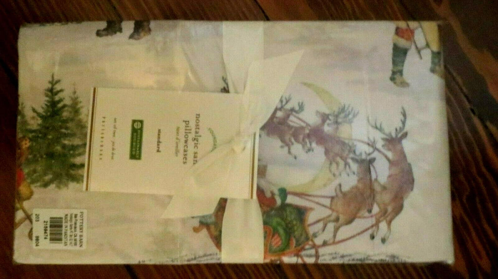 Disney Pottery Barn holiday KING party Santa Reindeer Christmas Pillowcase '
