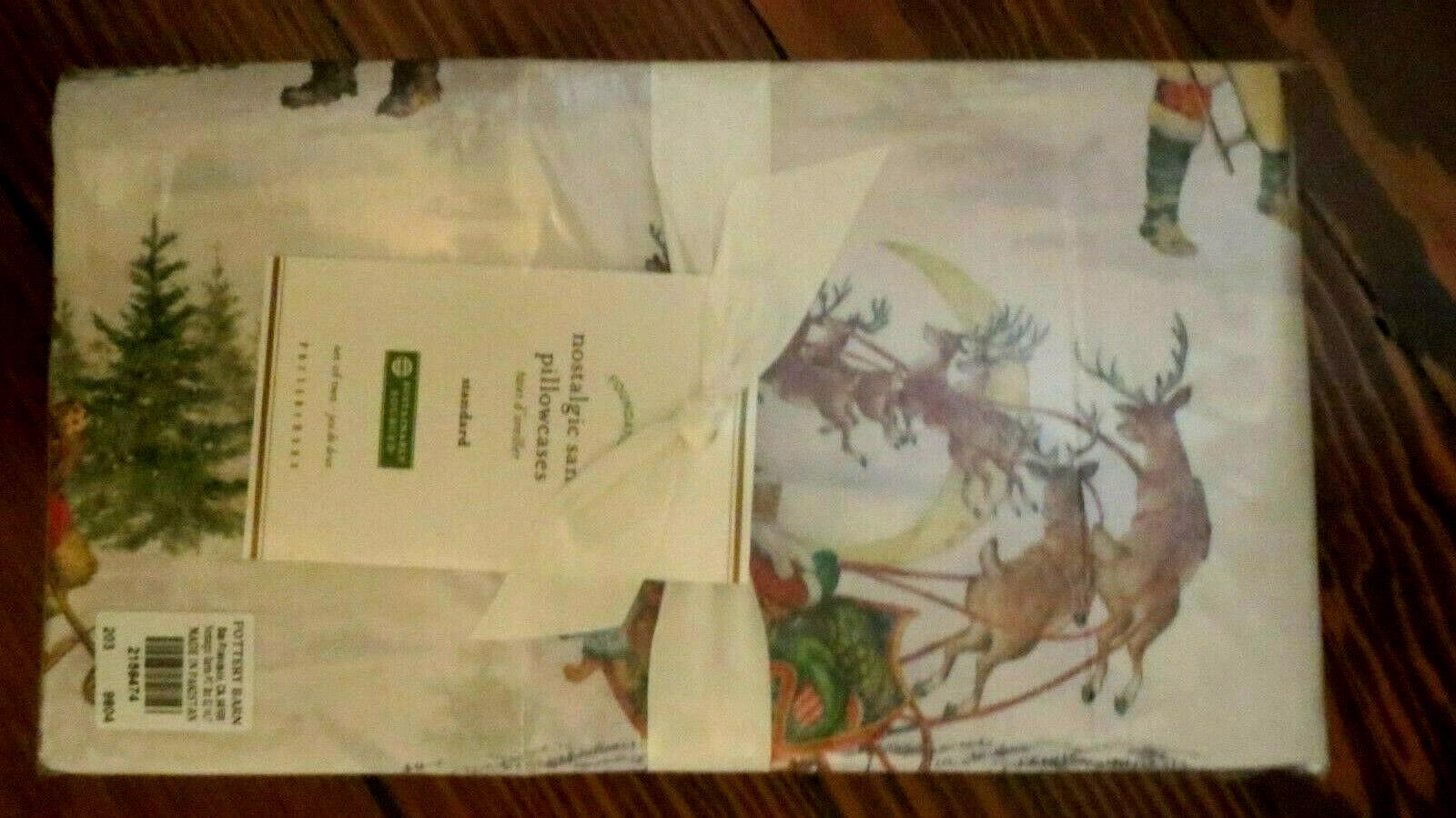 Disney Pottery Barn holiday KING party Santa Reindeer Christmas Pillowcase '