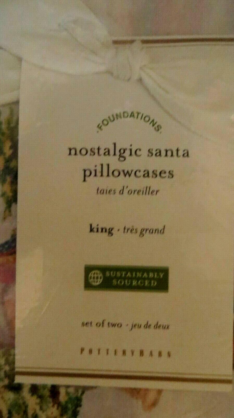 Disney Pottery Barn holiday KING party Santa Reindeer Christmas Pillowcase '