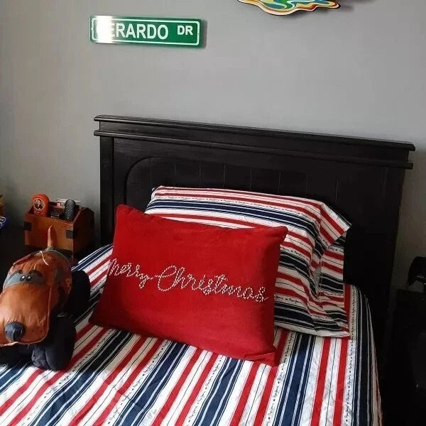 Pottery Barn Christmas NOSTALGIC Velvet Pillow Cover Holiday gift Candy cane red