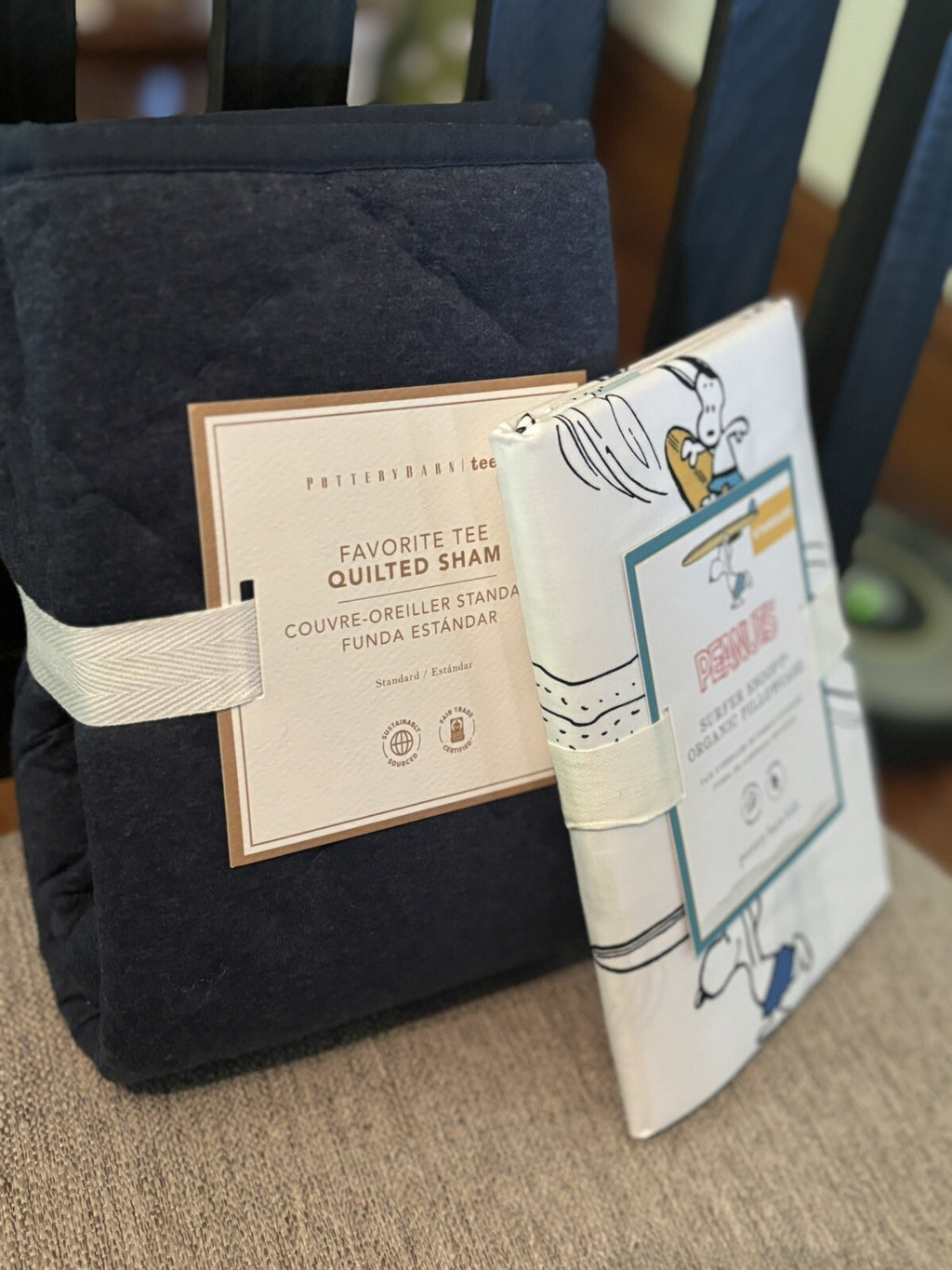 Pottery Barn Snoopy holiday Peanut Disney Kid Surf Dog PILLOWCASE SHAM Gift SET