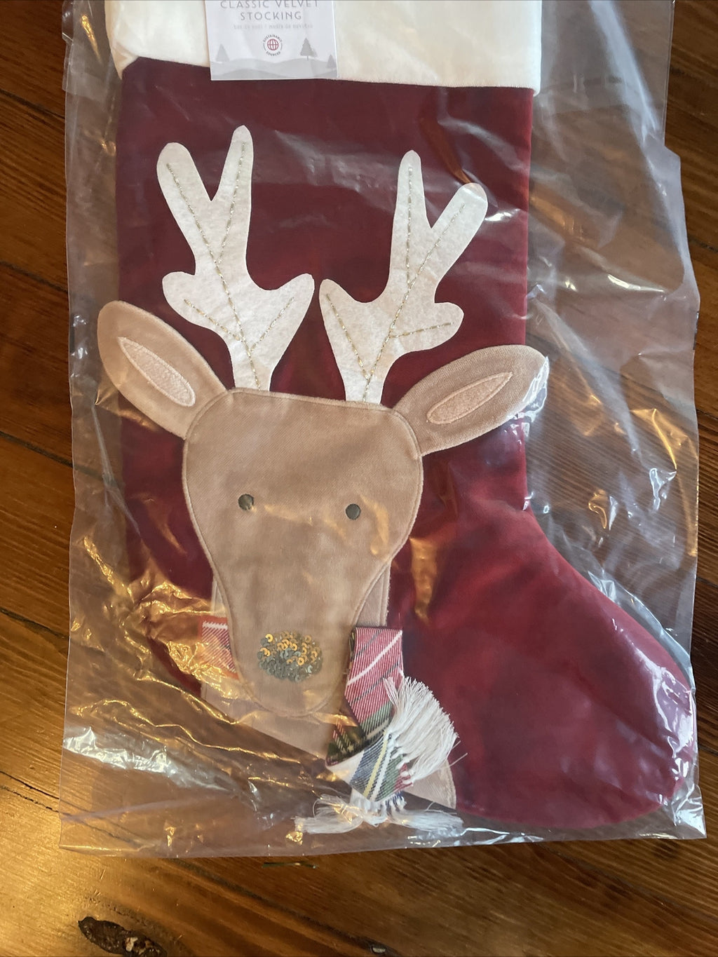 Pottery Barn Holiday Christmas stocking Velvet Reindeer gift party Disney kid