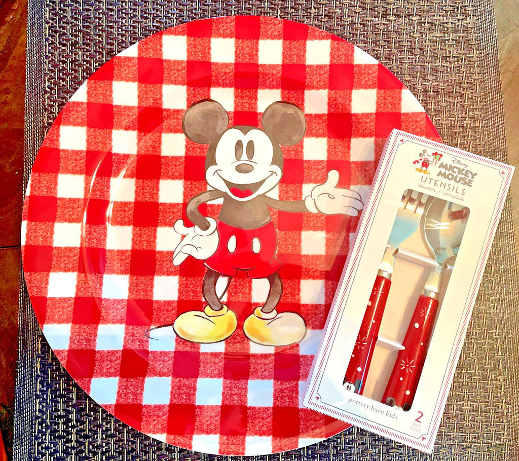 Pottery Barn Mickey Mouse Holiday Disney Christmas Dinner set School Kid gift m