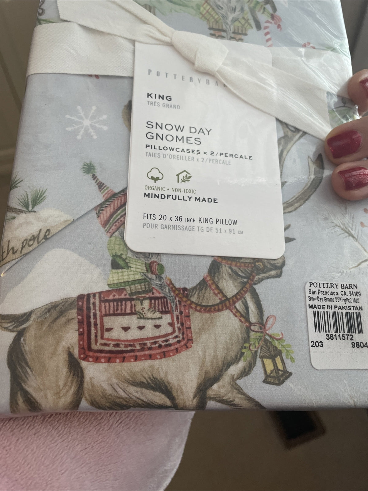 Pottery Barn holiday Christmas Gift Forest Knome Snowman Pillowcase 2 KING '