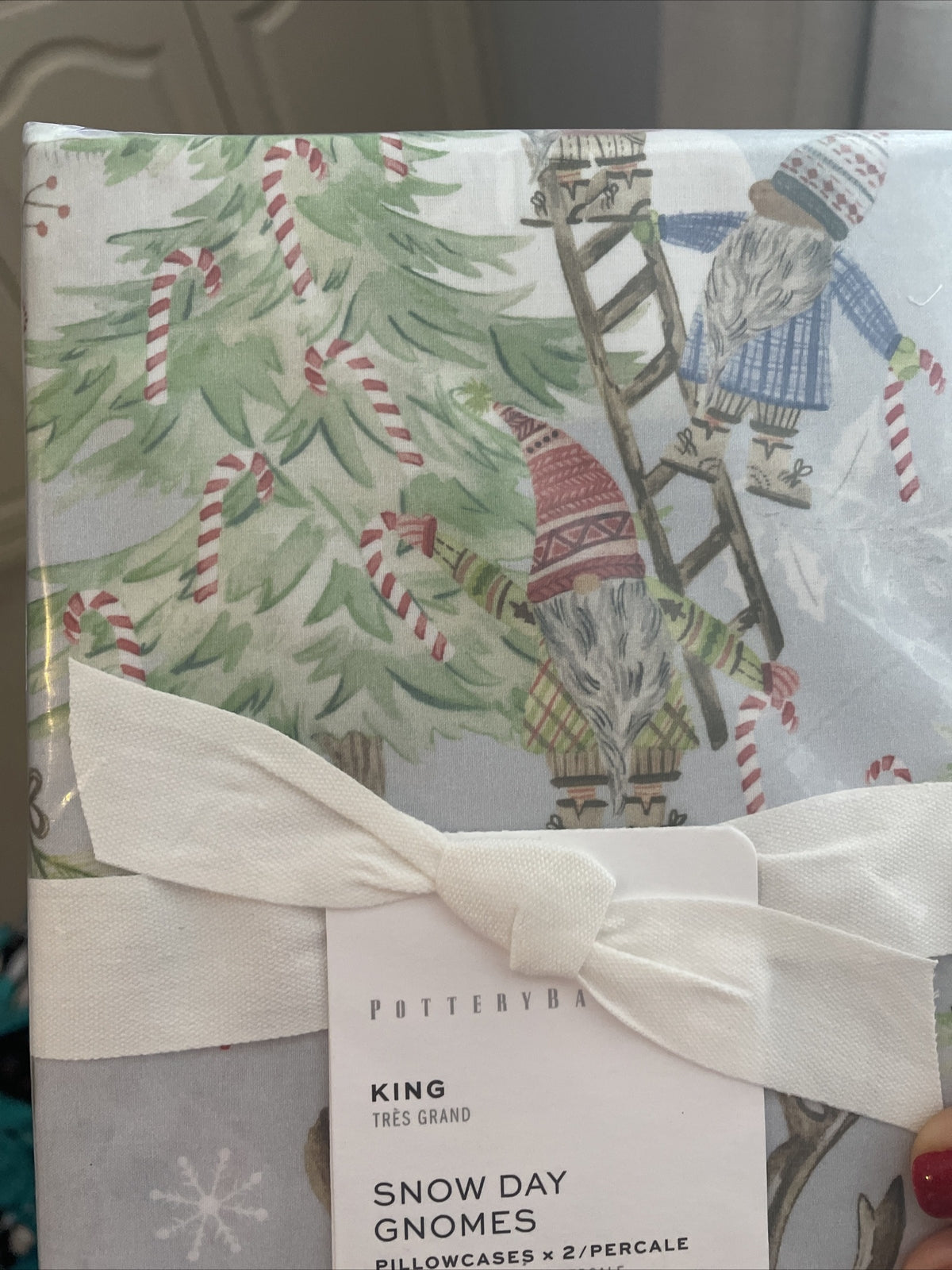 Pottery Barn holiday Christmas Gift Forest Knome Snowman Pillowcase 2 KING '