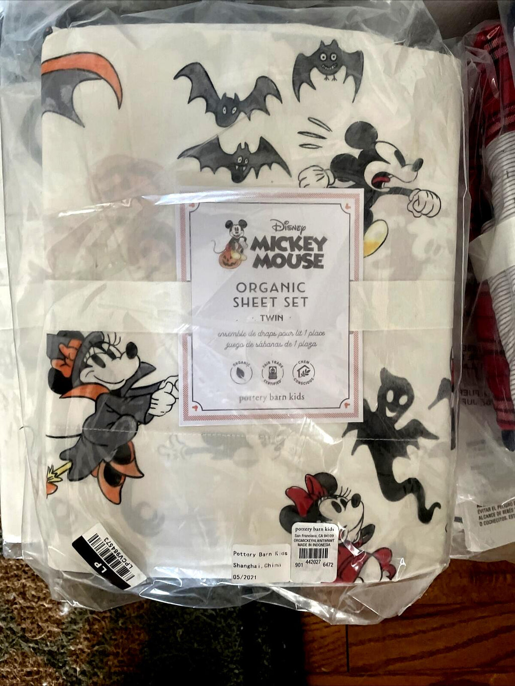 Pottery Barn Disney Mickey Mouse Holiday SHEET SET Halloween Twin gift Minnie  .