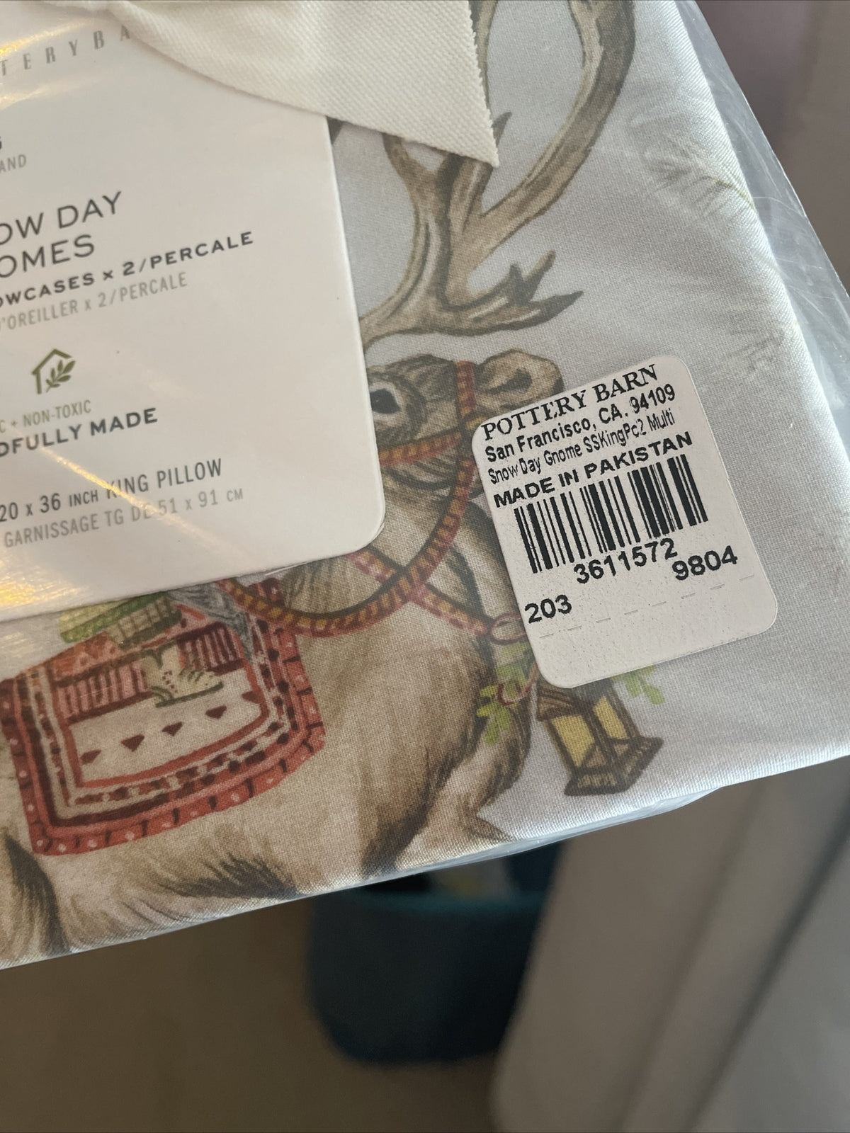 Pottery Barn holiday Christmas Gift Forest Knome Snowman Pillowcase 2 KING '