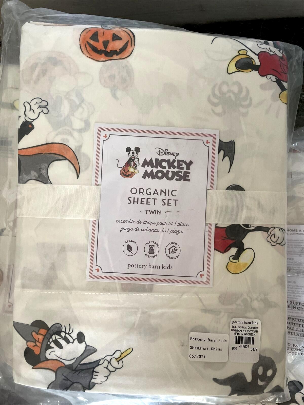 Pottery Barn Disney Mickey Mouse Holiday SHEET SET Halloween Twin gift Minnie  .
