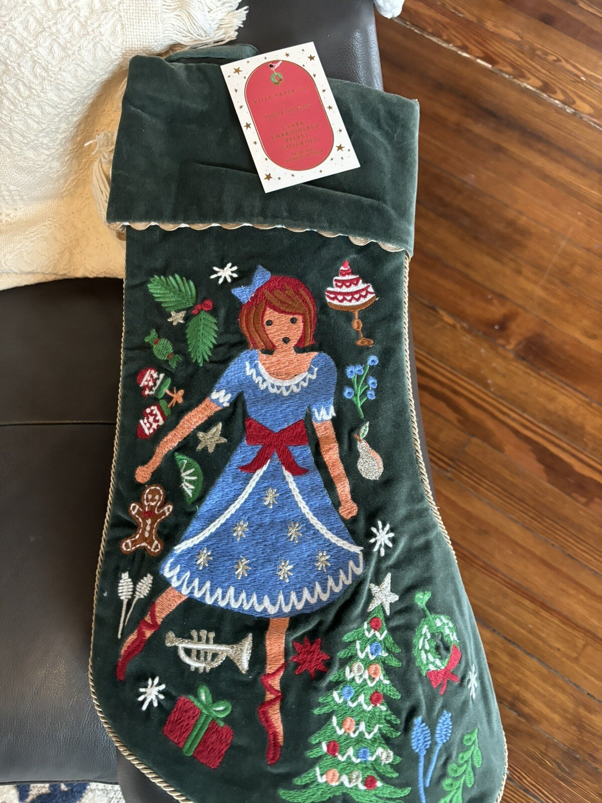 Pottery Barn Holiday Doll Nutcracker Velvet Christmas stocking gift party girl