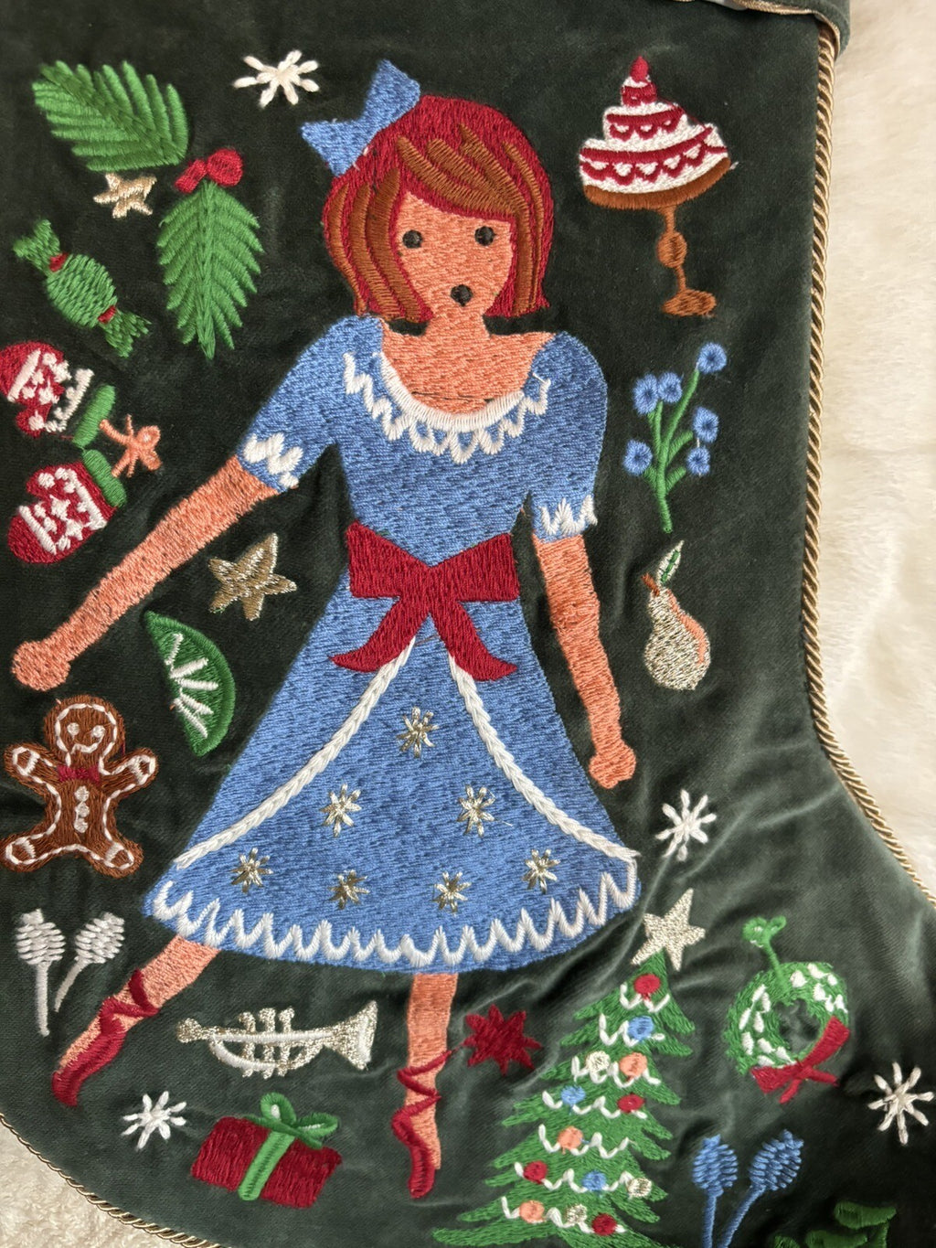Pottery Barn Holiday Doll Nutcracker Velvet Christmas stocking gift party girl