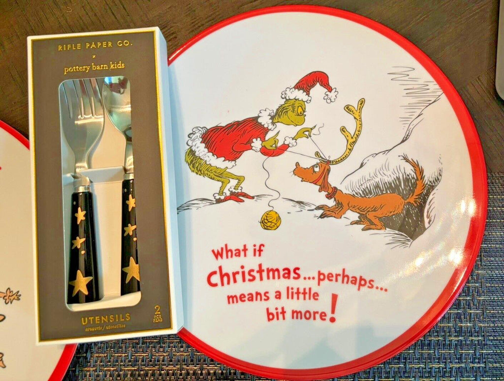Pottery Barn GRINCH Dinner SET Plate Seuss Disney holiday Christmas party gift