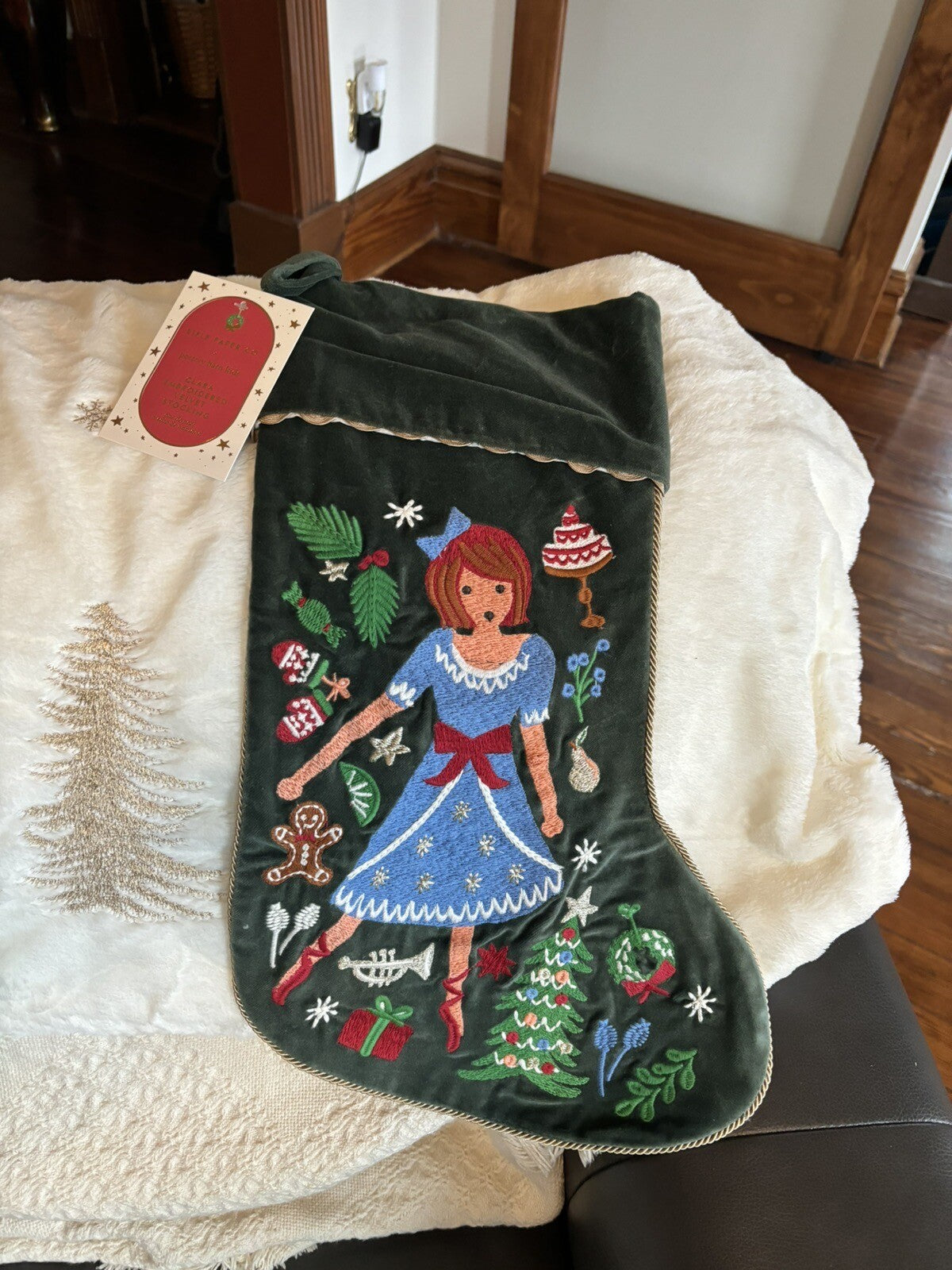 Pottery Barn Holiday Doll Nutcracker Velvet Christmas stocking gift party girl