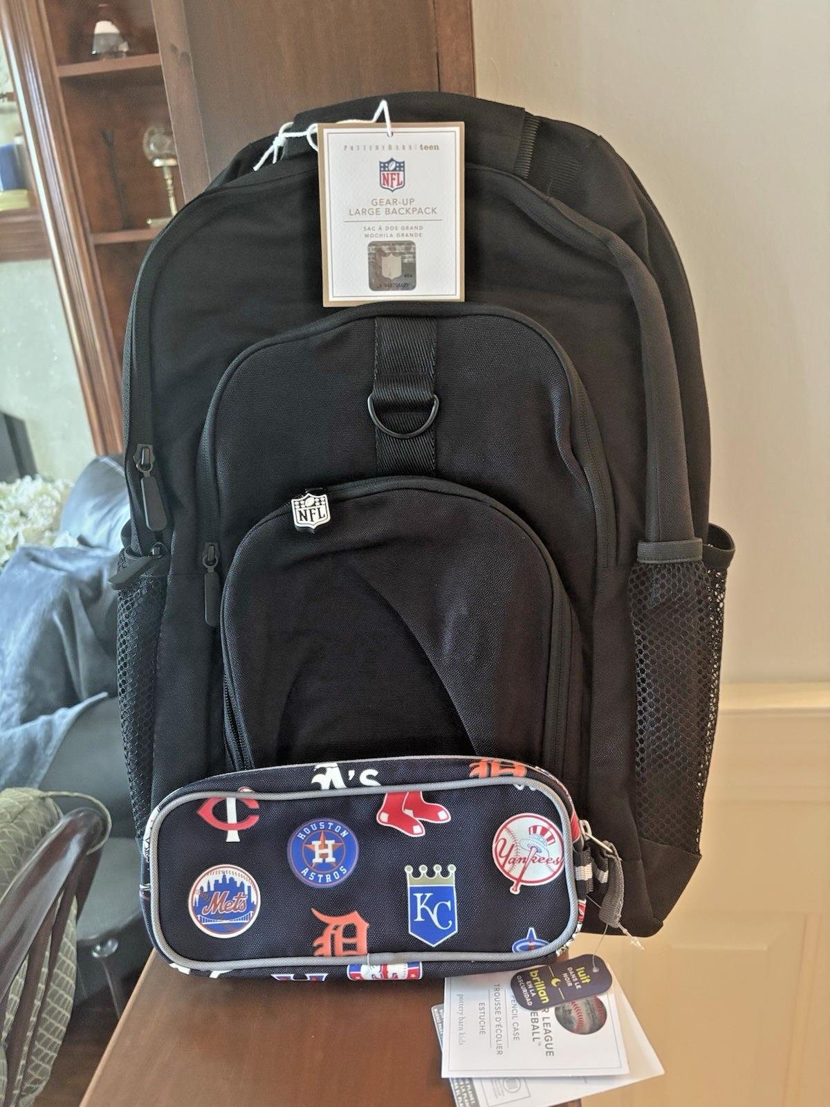 Pottery Barn School LARGE Backpack Football Baseball Travel Sport bag MLB NFL  .