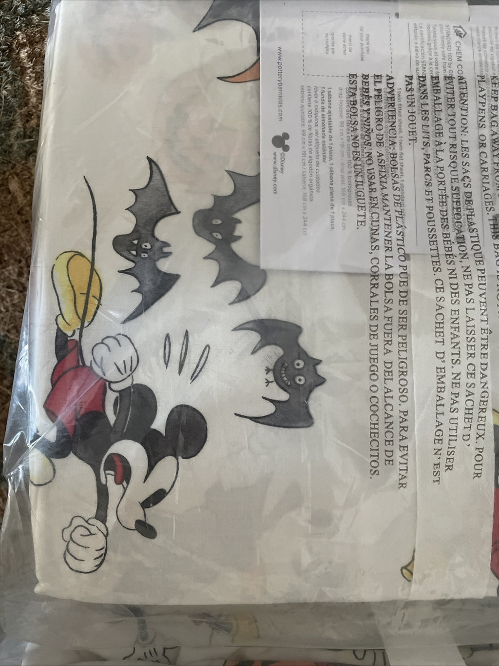 Pottery Barn Disney Mickey Mouse Holiday SHEET SET Halloween Twin gift Minnie  .