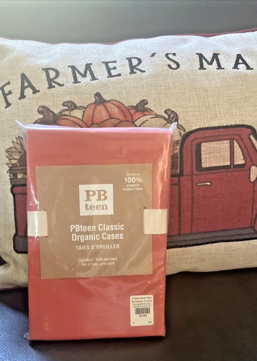 Pottery Barn holiday NFL sport Dorm football Gift school orange Pillowcase SET \