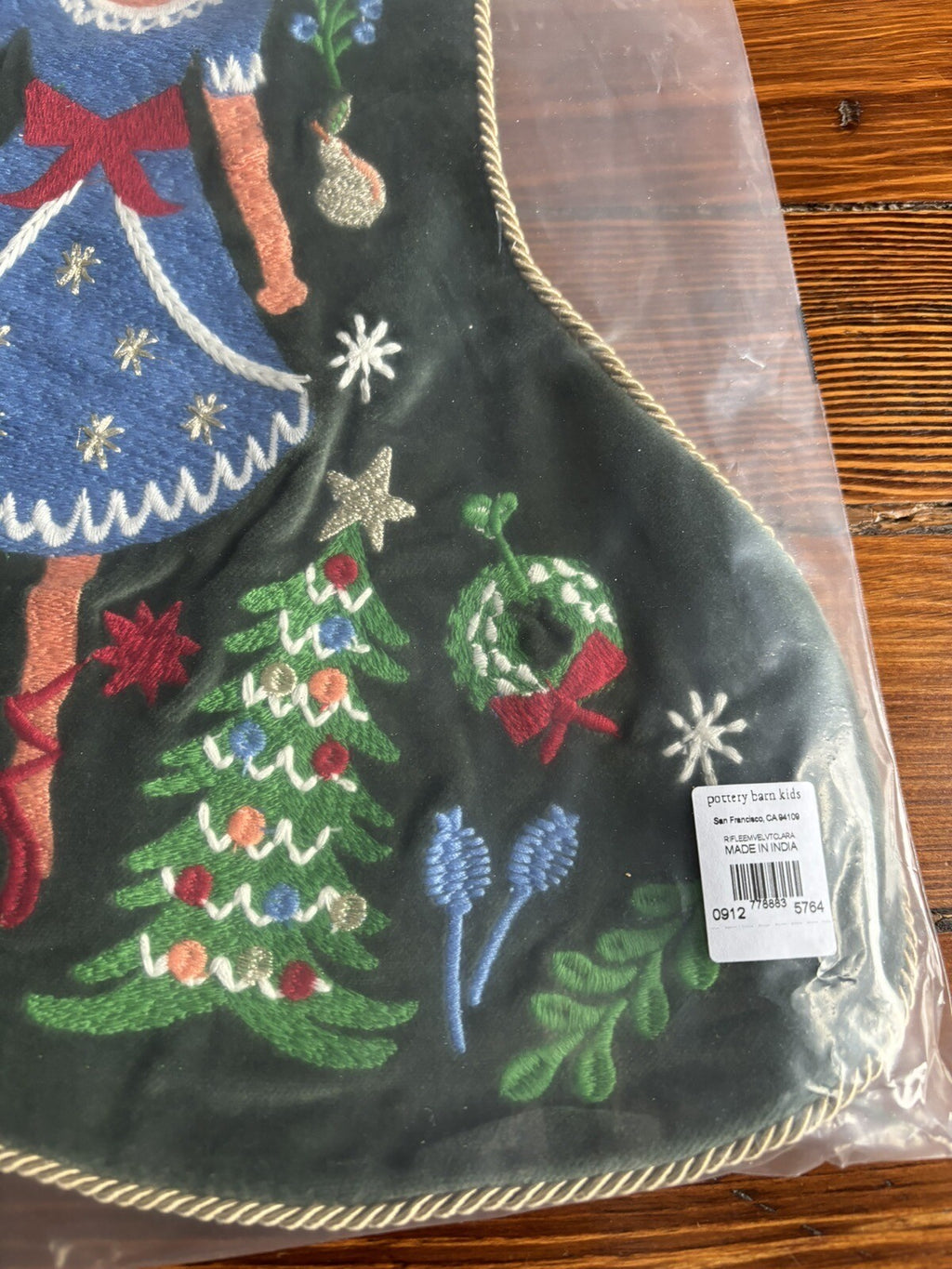 Pottery Barn Holiday Doll Nutcracker Velvet Christmas stocking gift party girl