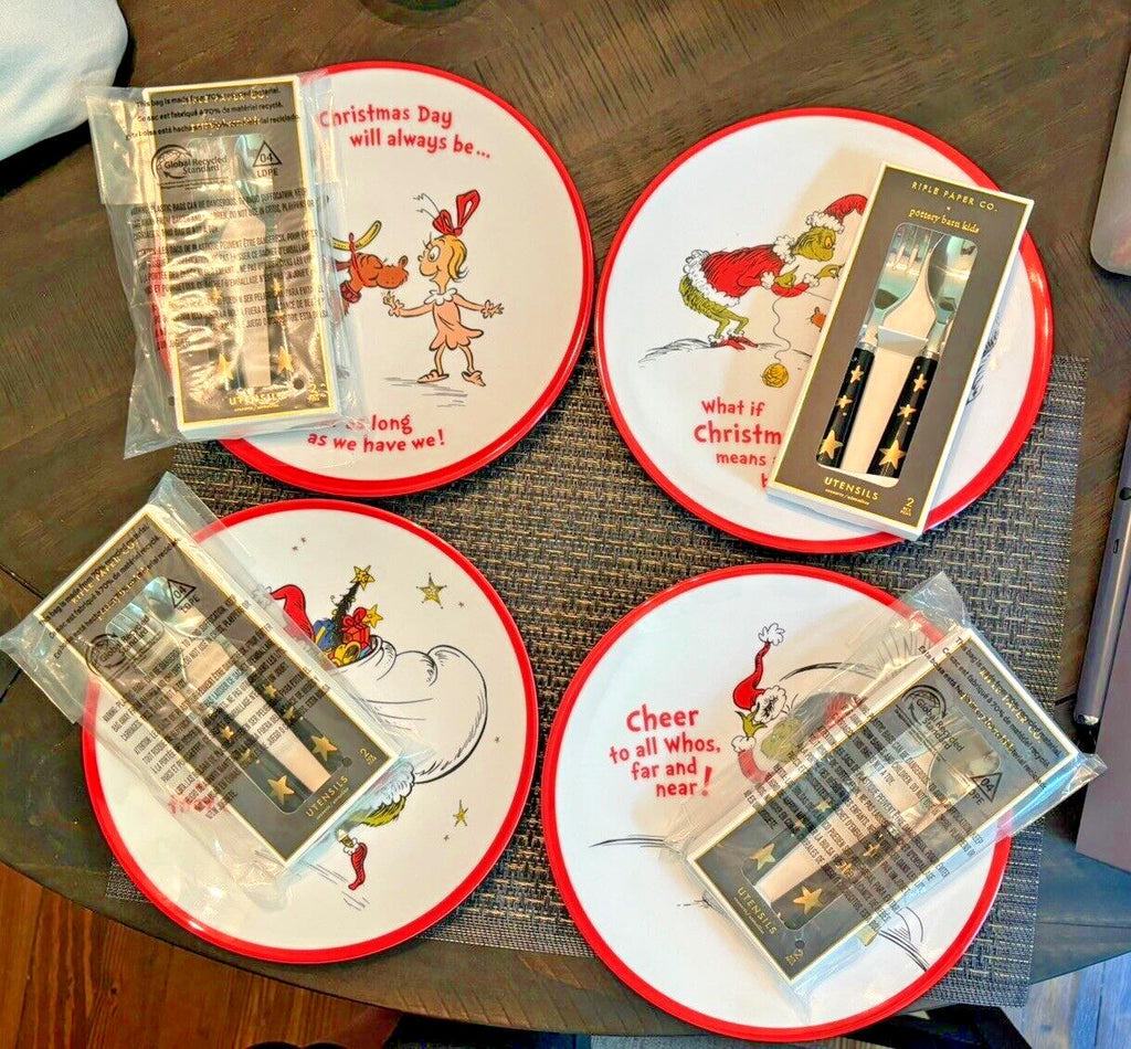 Pottery Barn GRINCH Dinner SET Plate Seuss Disney holiday Christmas party gift
