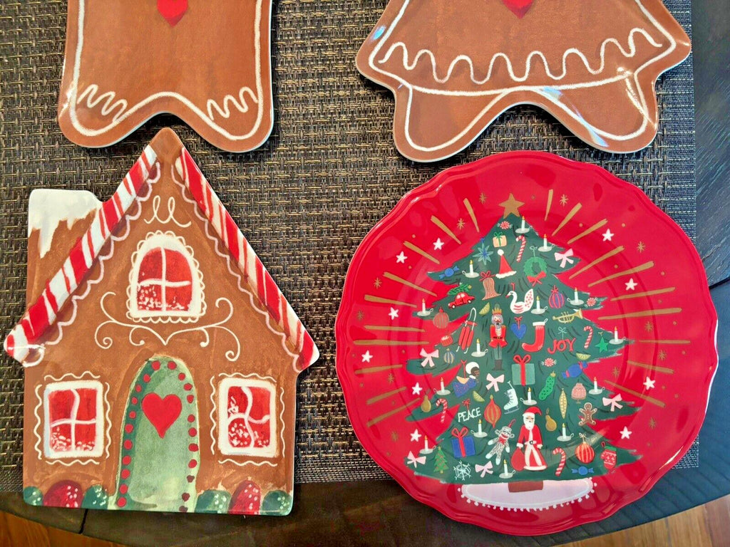 Pottery Barn Christmas holiday PLATE Nutcracker Gingerbread Disney party SET 4 .