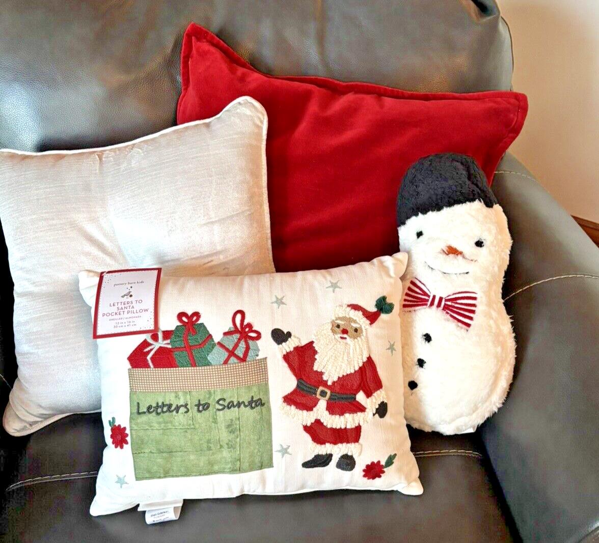 pottery barn Holiday Christmas Snowman frosty bumble pillow Disney gift party '