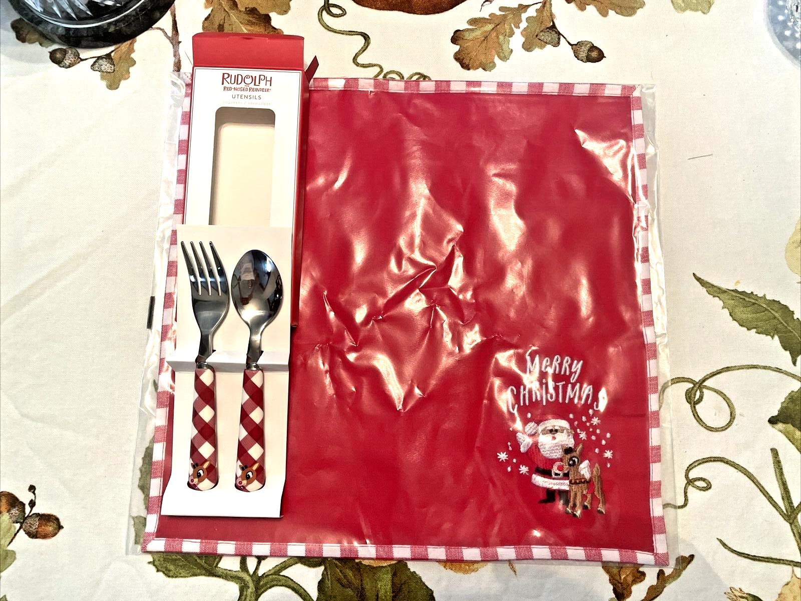 Pottery Barn holiday Rudolph Reindeer Napkin Holiday Christmas party SET 4 -