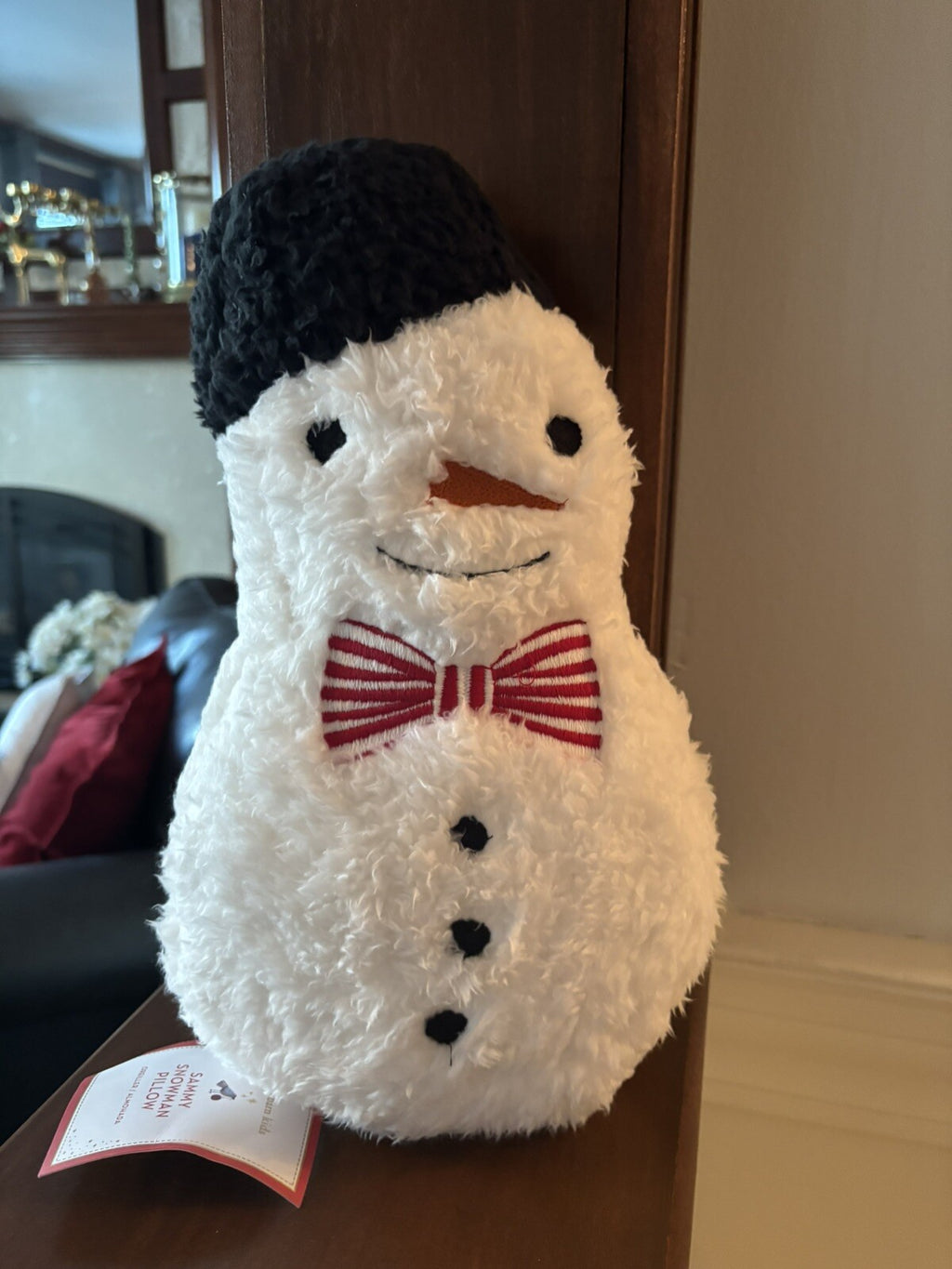 pottery barn Holiday Christmas Snowman frosty bumble pillow Disney gift party '
