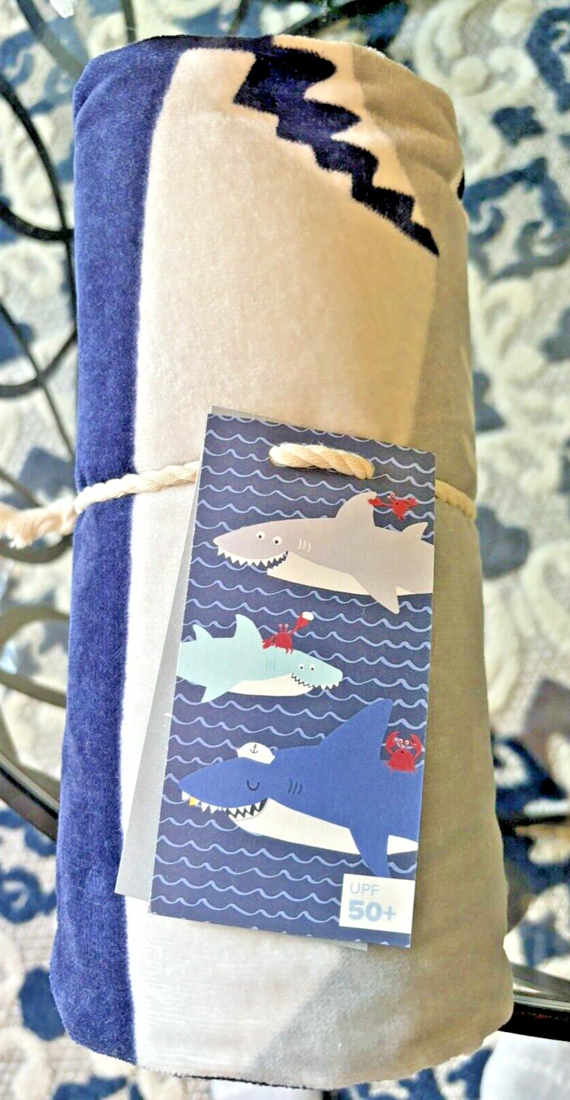 Pottery Barn Disney kid Shark Towel Bath boy school Beach stripe pool space ?? \