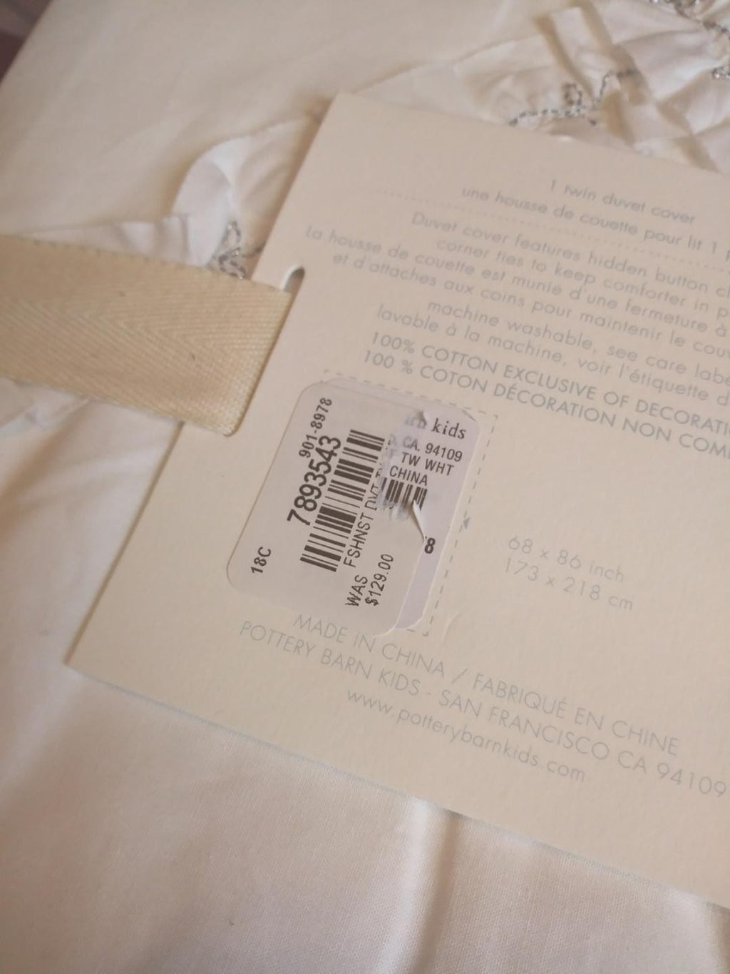 Pottery Barn Disney holiday Duvet cover princess white ruffle princess $199 .