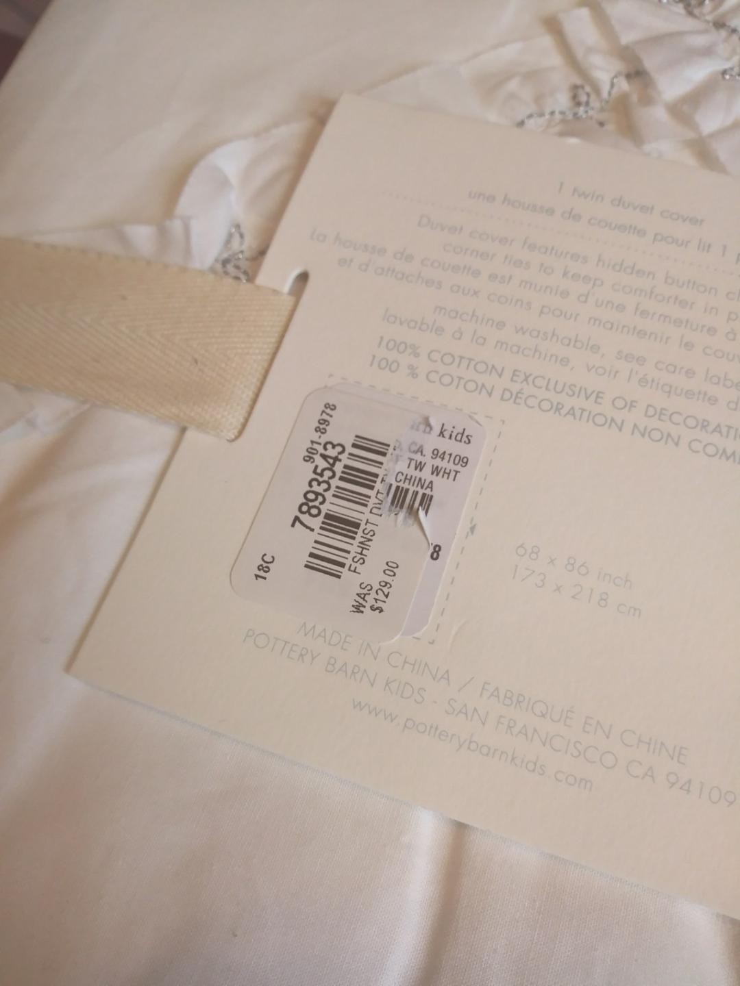 Pottery Barn Disney holiday Duvet cover princess white ruffle princess $199 .