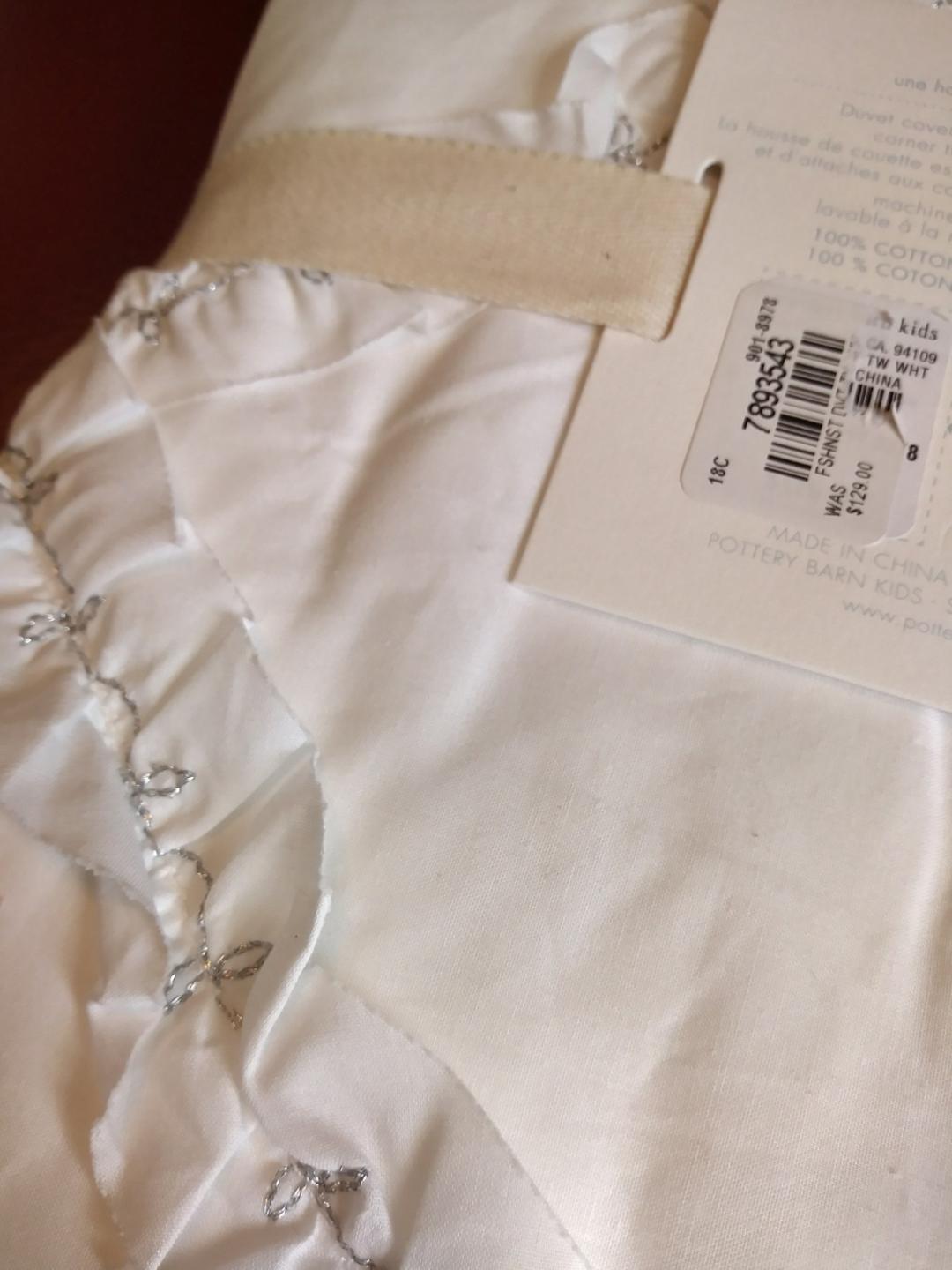 Pottery Barn Disney holiday Duvet cover princess white ruffle princess $199 .