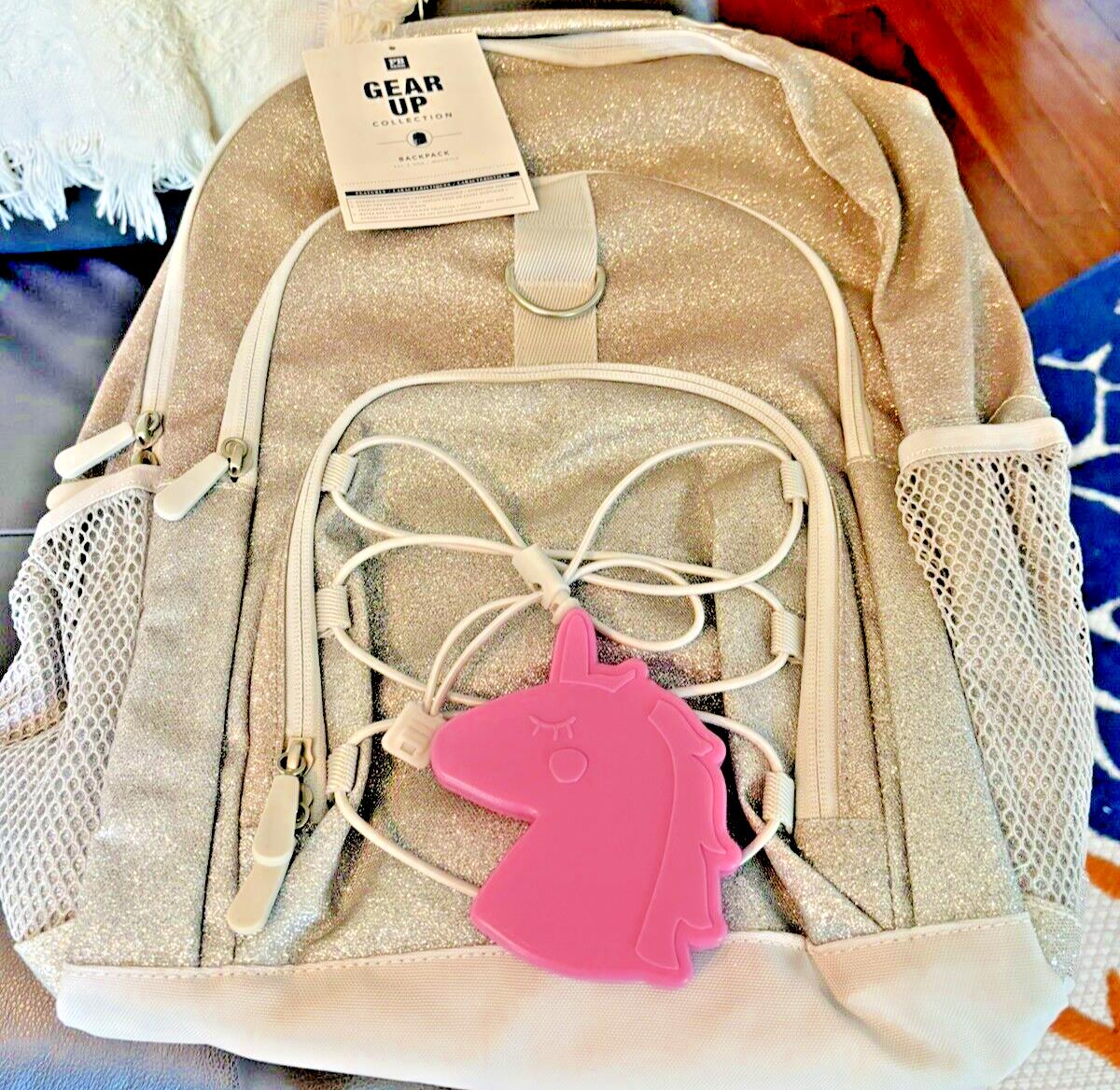 School Pottery barn Glitter BACKPACK LARGE princess rainbow Disney+Bag ?? 1