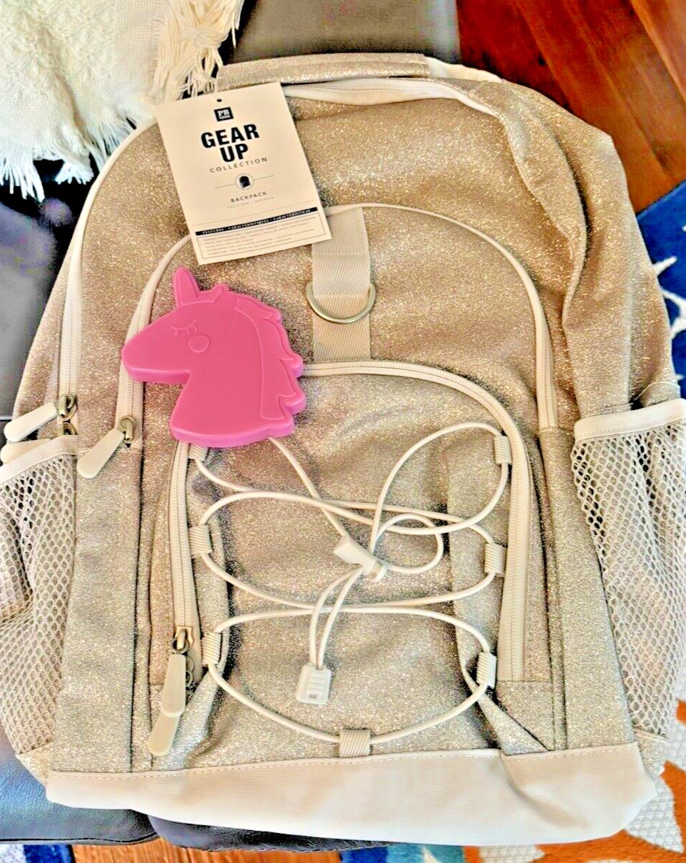 School Pottery barn Glitter BACKPACK LARGE princess rainbow Disney+Bag ?? 1