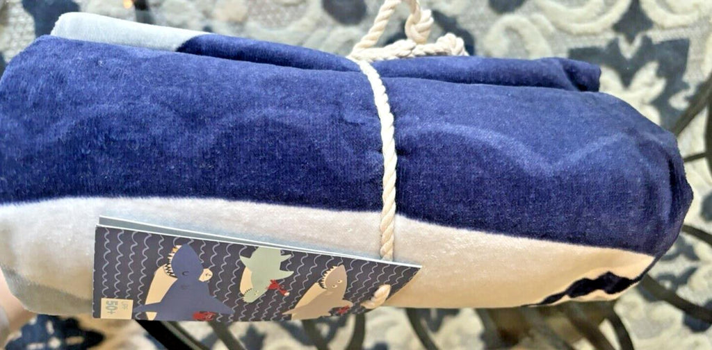 Pottery Barn Disney kid Shark Towel Bath boy school Beach stripe pool space ?? \