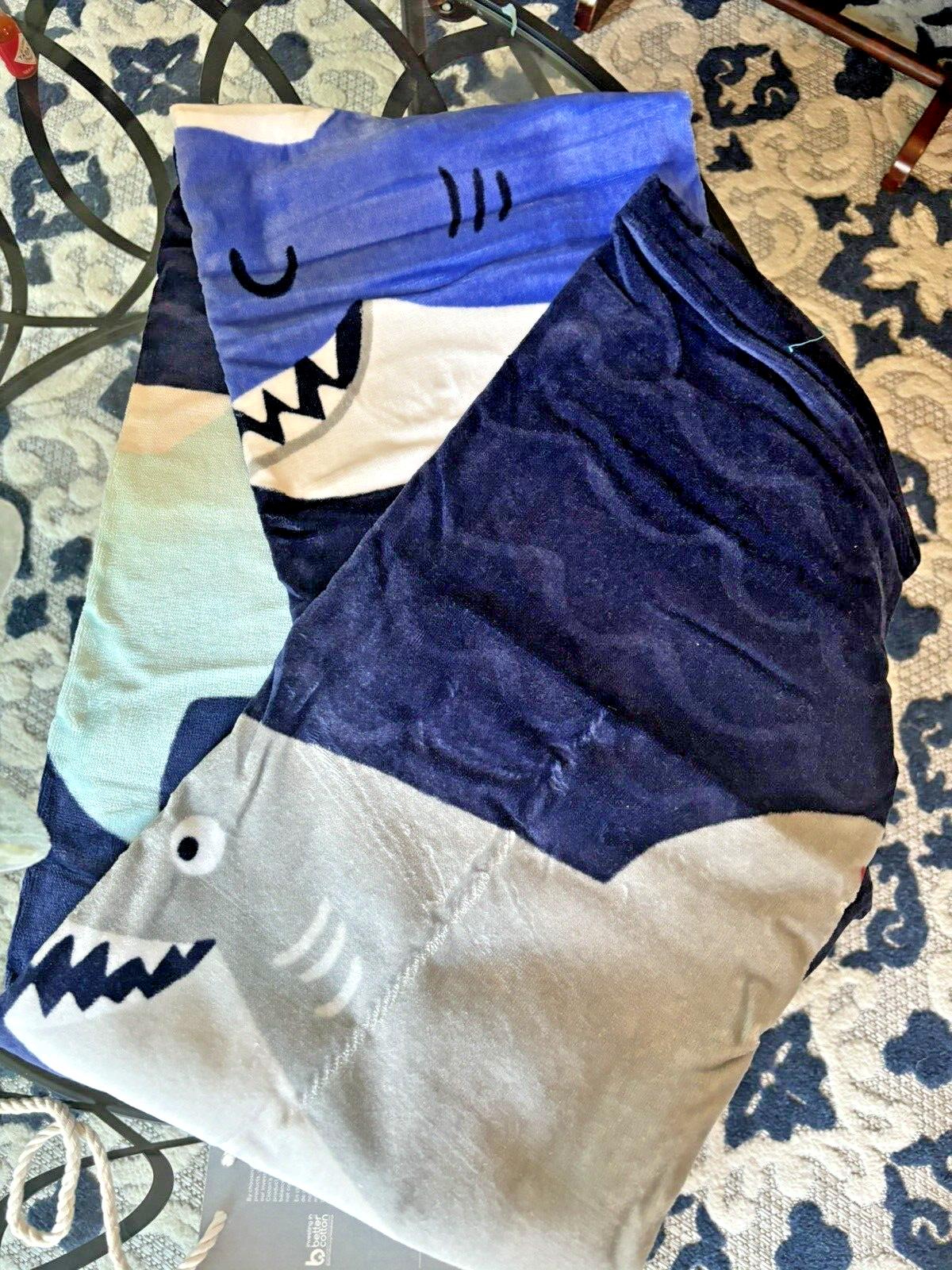 Pottery Barn Disney kid Shark Towel Bath boy school Beach stripe pool space ?? \