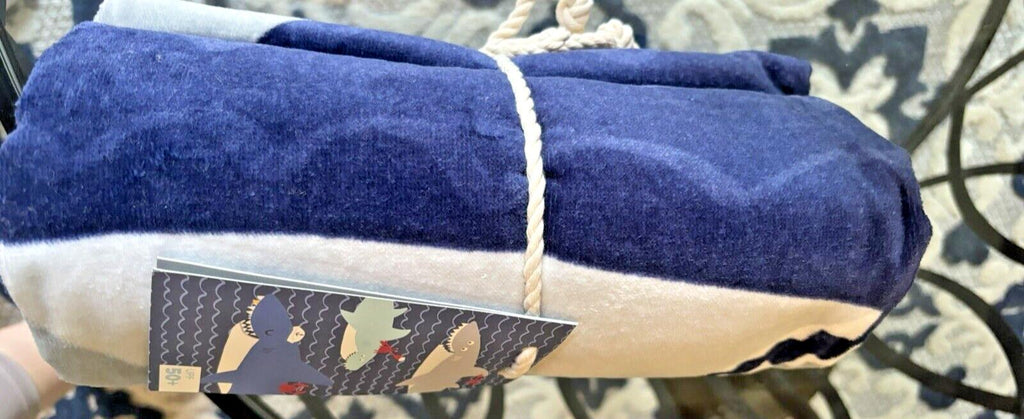 Pottery Barn Disney kid Shark Towel Bath boy school Beach stripe pool space ?? \