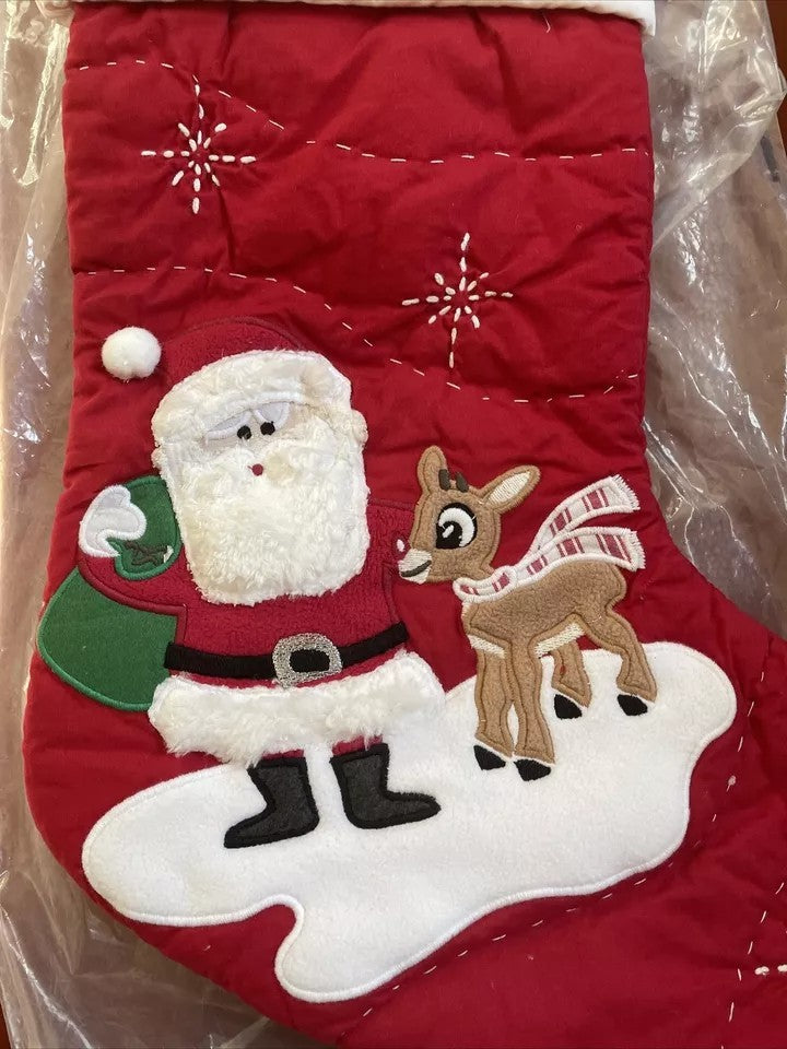Pottery Barn Holiday Christmas stocking Santa Disney gift party Rudolph kid red