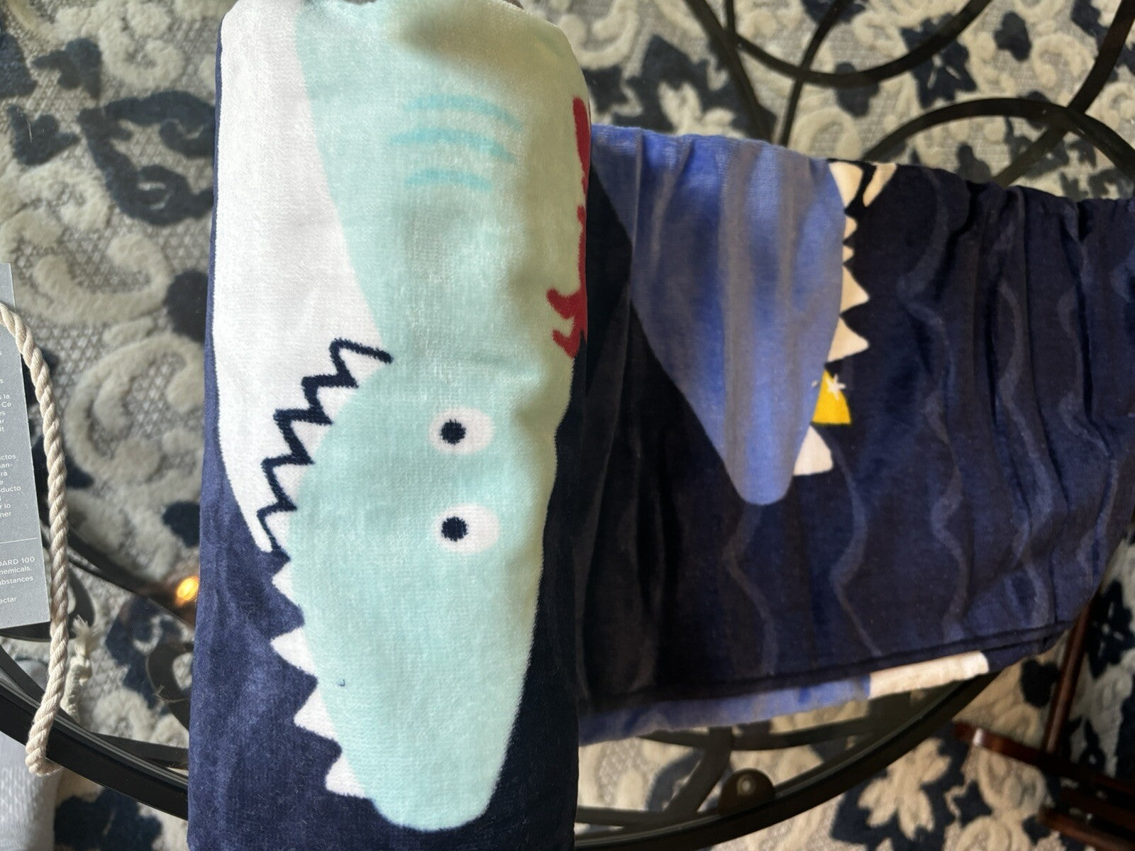 Pottery Barn Disney kid Shark Towel Bath boy school Beach stripe pool space ?? \
