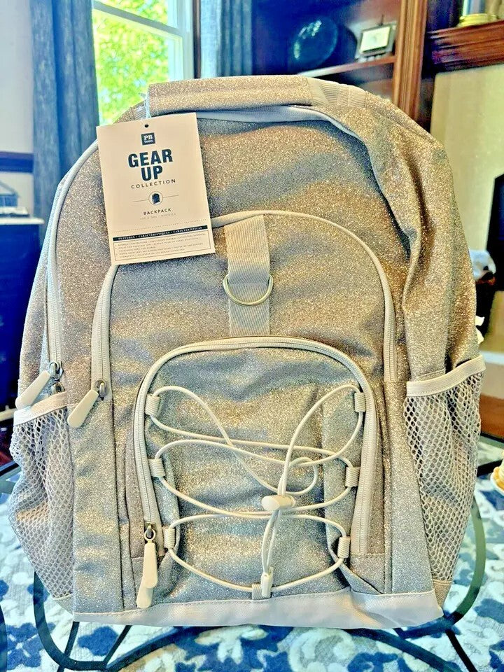 School Pottery barn Glitter BACKPACK LARGE princess rainbow Disney+Bag ?? 1