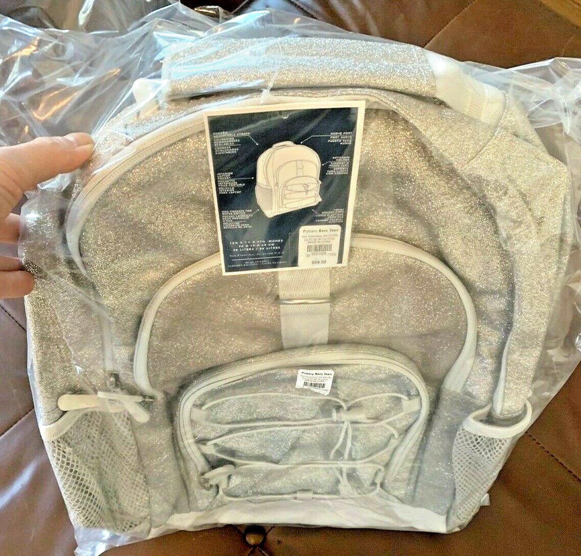 School Pottery barn Glitter BACKPACK LARGE princess rainbow Disney+Bag ?? 1