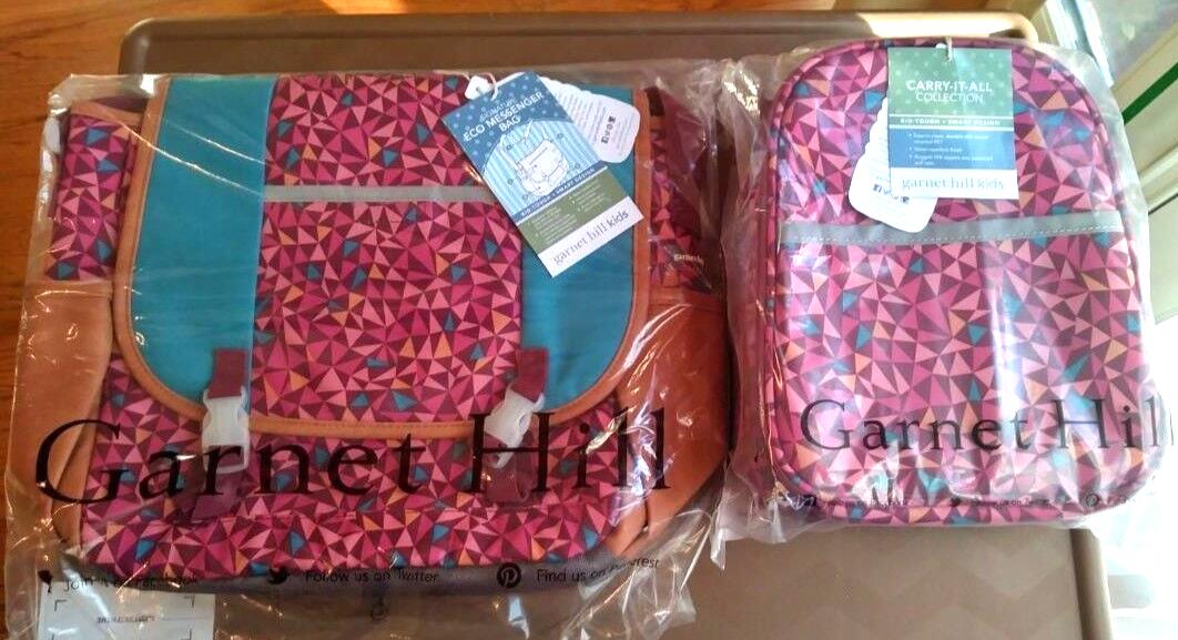 Disney School Garnet Hill Backpack Messenger Bag + LUNCH BOX girl holiday travel